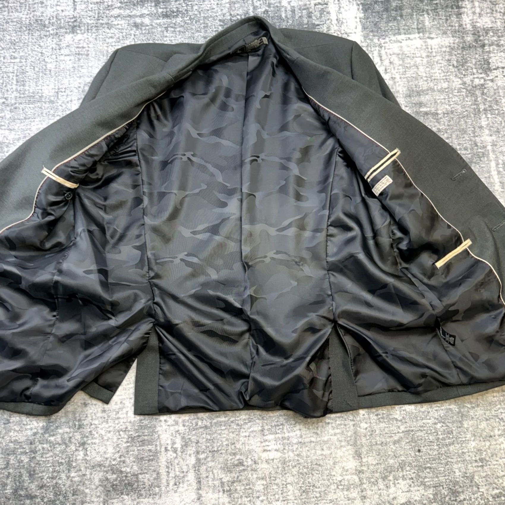 Vintage House of Howe Blazer Jacket 44 Gray Stretch Camo Lined Gentleman Smart Punk Mens Size 44R - 4 Thumbnail