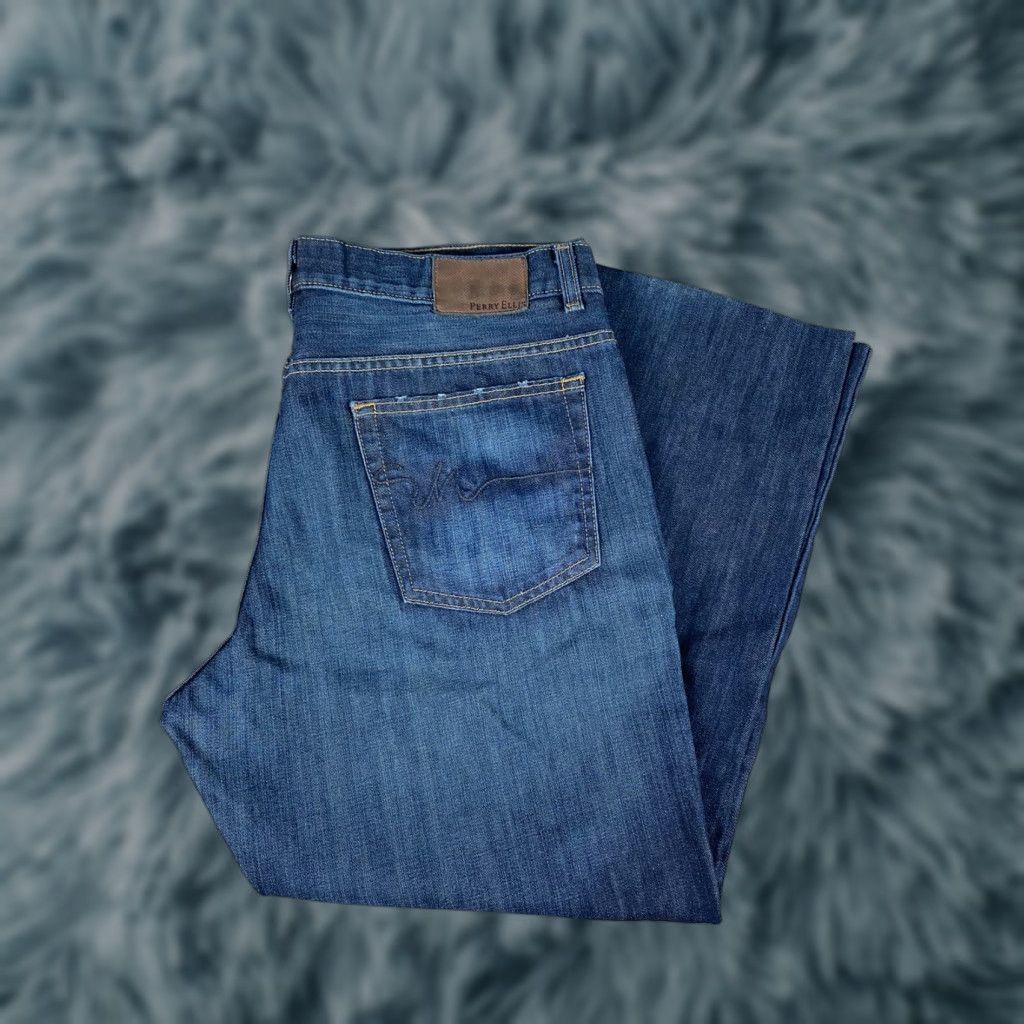 Perry Ellis Perry Ellis Jeans Denim Blue Dark Wash 36x26.5 Straight Mens Unhemmed Size US 36 / EU 52 - 1 Thumbnail