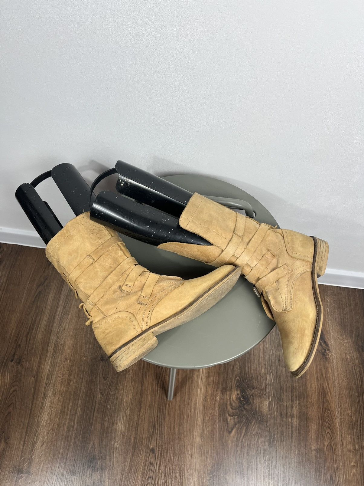 Other Vintage Tan Leather Mid-Calf Boots with Buckle Straps Size US 7.5 / IT 37.5 - 11 Thumbnail