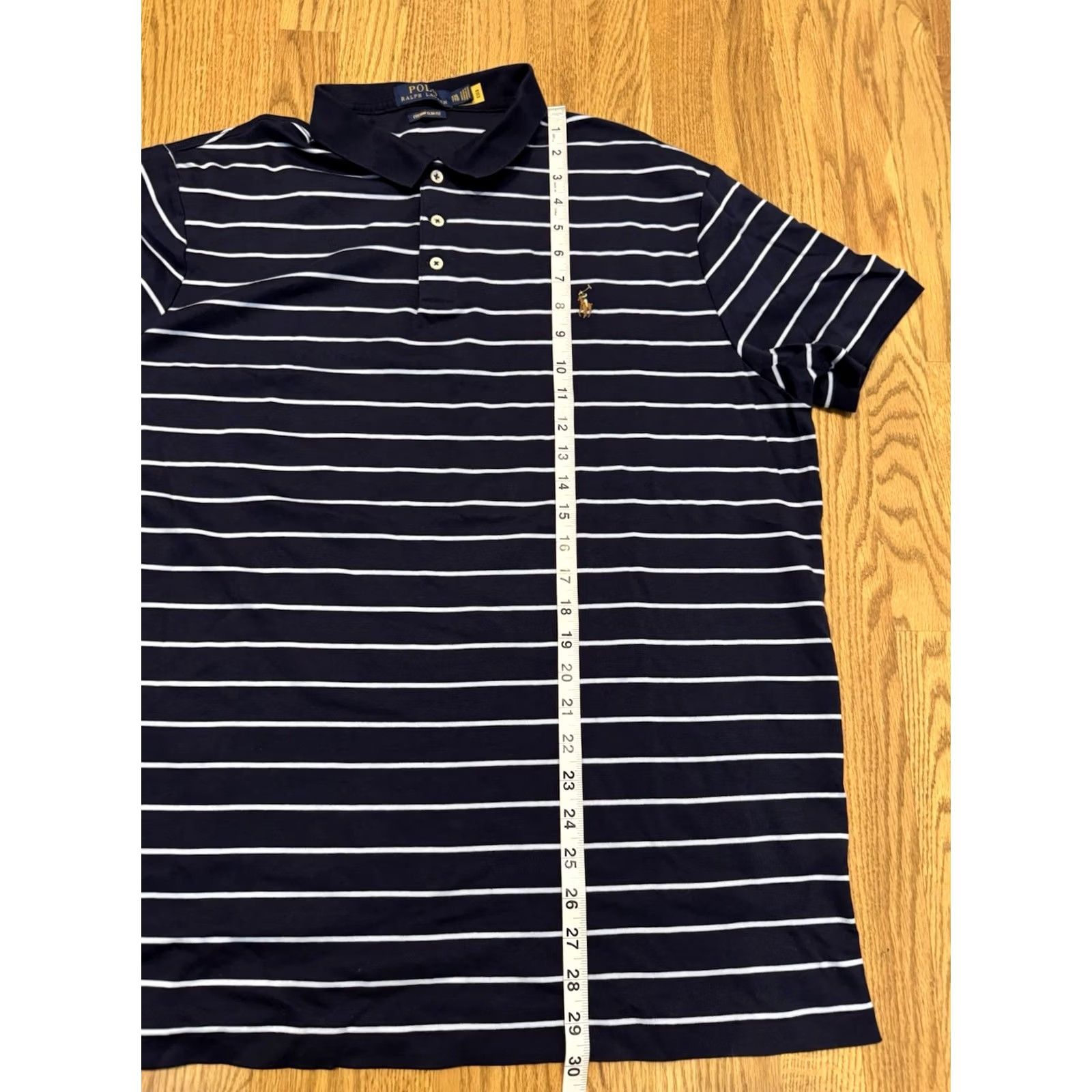 Polo Ralph Lauren Polo Ralph Lauren Polo Shirt Slim Fit Men XL Blue Stripe Pony Short Sleeve Collared Cotton Golf Rugby Walking All Seasons Easy Care Mens Size US XL / EU 56 / 4 - 6 Thumbnail