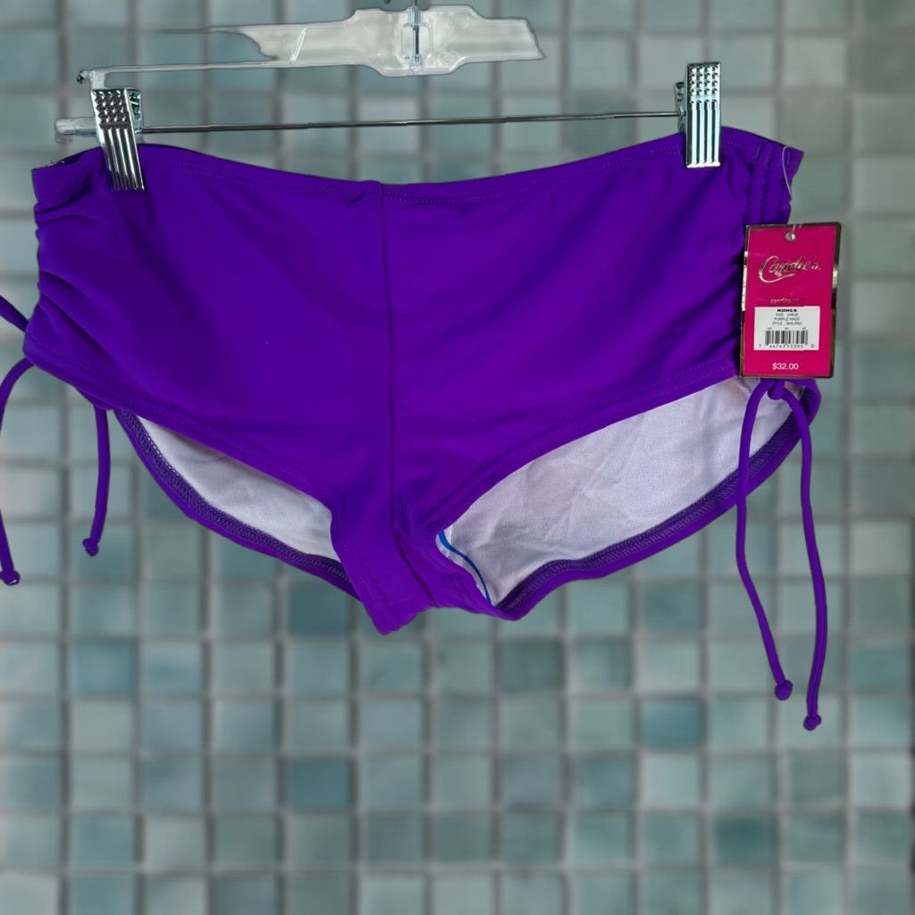 Vintage Candies Womens Bikini Bottom Side Tabbed Tie Hipster Purple Size L Swimsuit Bottom 85% Nylon 15% Spandex Beach Solid New with Tags Size 36" / US 14 / IT 50 - 1 Thumbnail