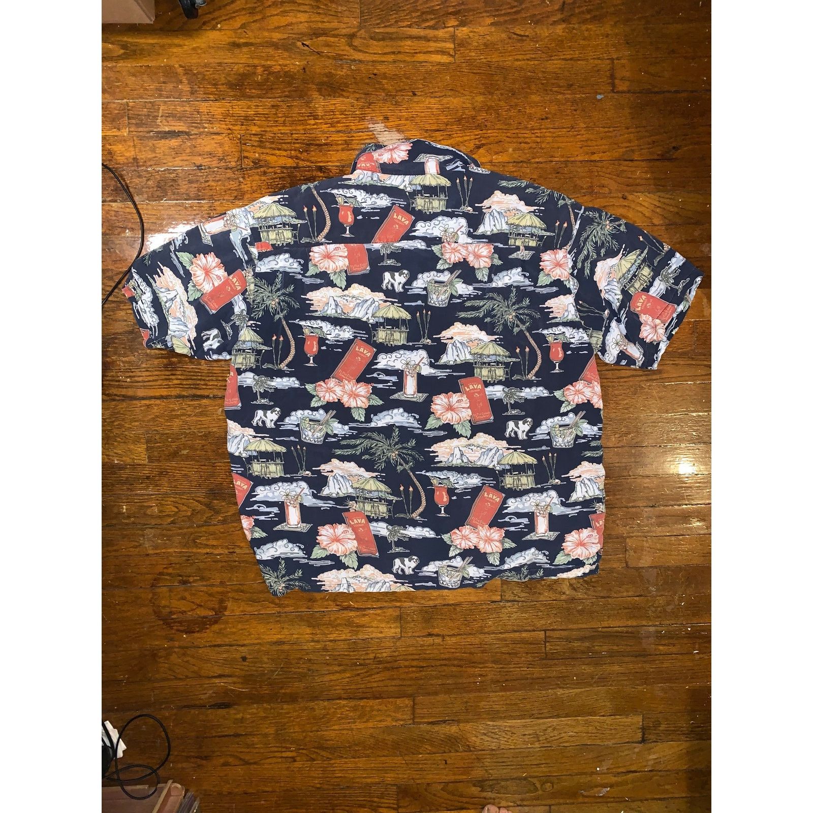 Big Dogs × Vintage Big Dogs Hawaiian Shirt XL Navy Rayon Aloha Camp Shirt 90s Size US XL / EU 56 / 4 - 2 Thumbnail