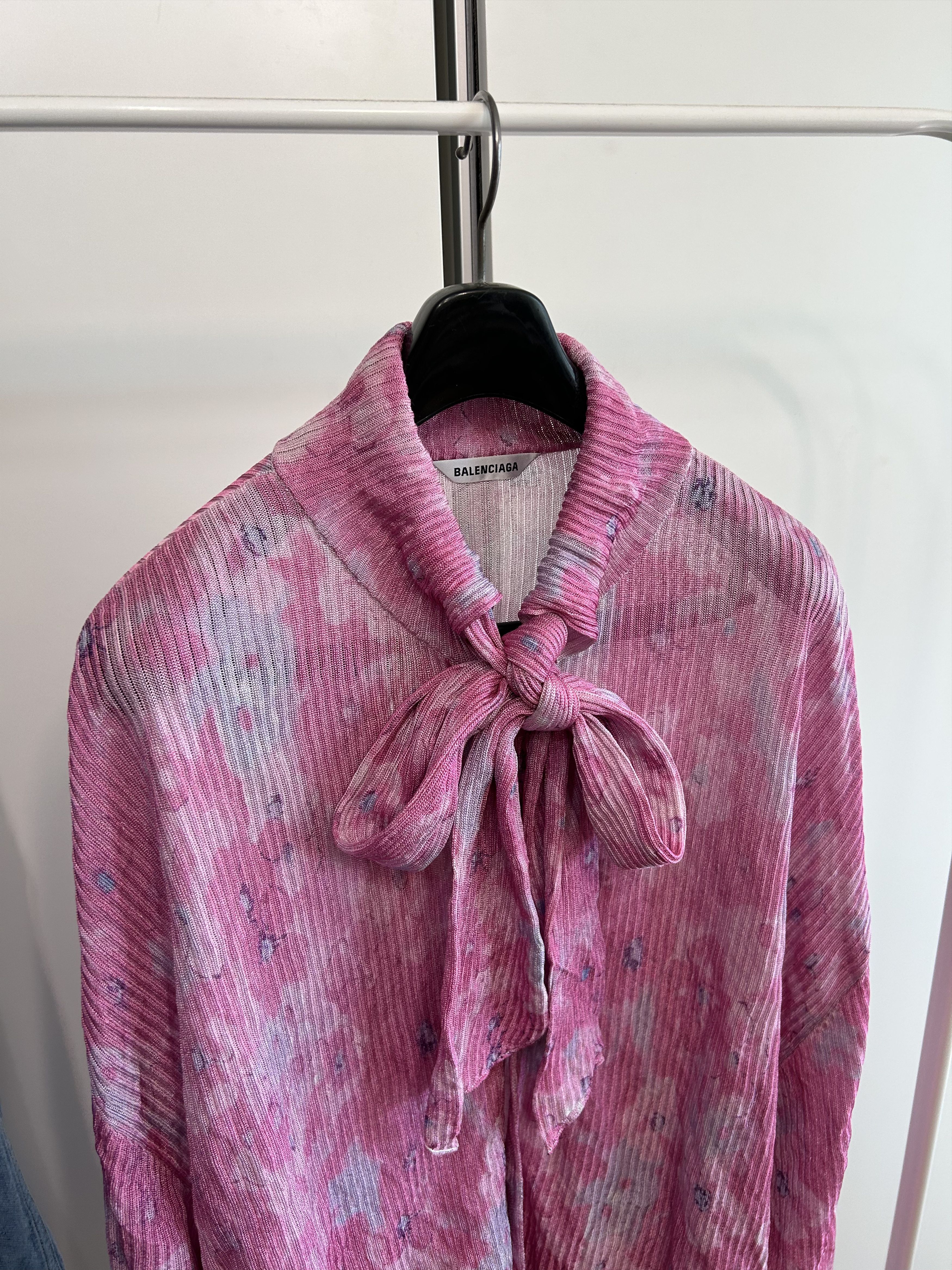 Balenciaga BALENCIAGA Self-Tie Pleated Floral Collection Shirt Size US XL / EU 56 / 4 - 2 Thumbnail