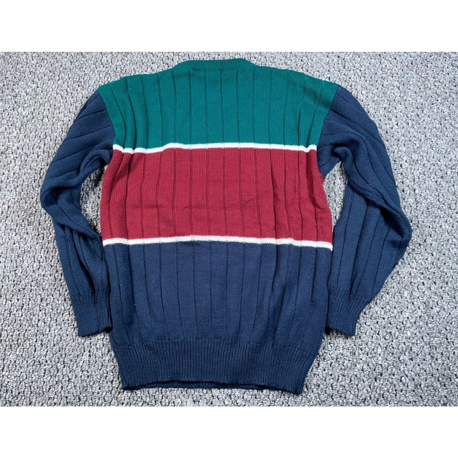 Vintage VTG 90s Striped Pattern Sweater Adult Medium (Large Tag) Blue Red Ribbed Knit Puritan Men Pullover Crew Neck Long Sleeve Casual Classic Knit Jumpers Size US M / EU 48-50 / 2 - 2 Thumbnail