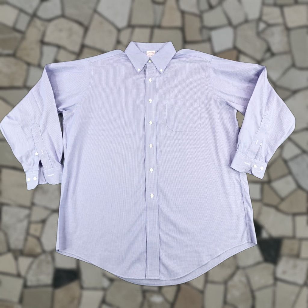 Brooks Brothers Brooks Brothers Shirt Men Large Blue White Houndstooth Button Up Traditional Fit Size US L / EU 52-54 / 3 - 1 Thumbnail