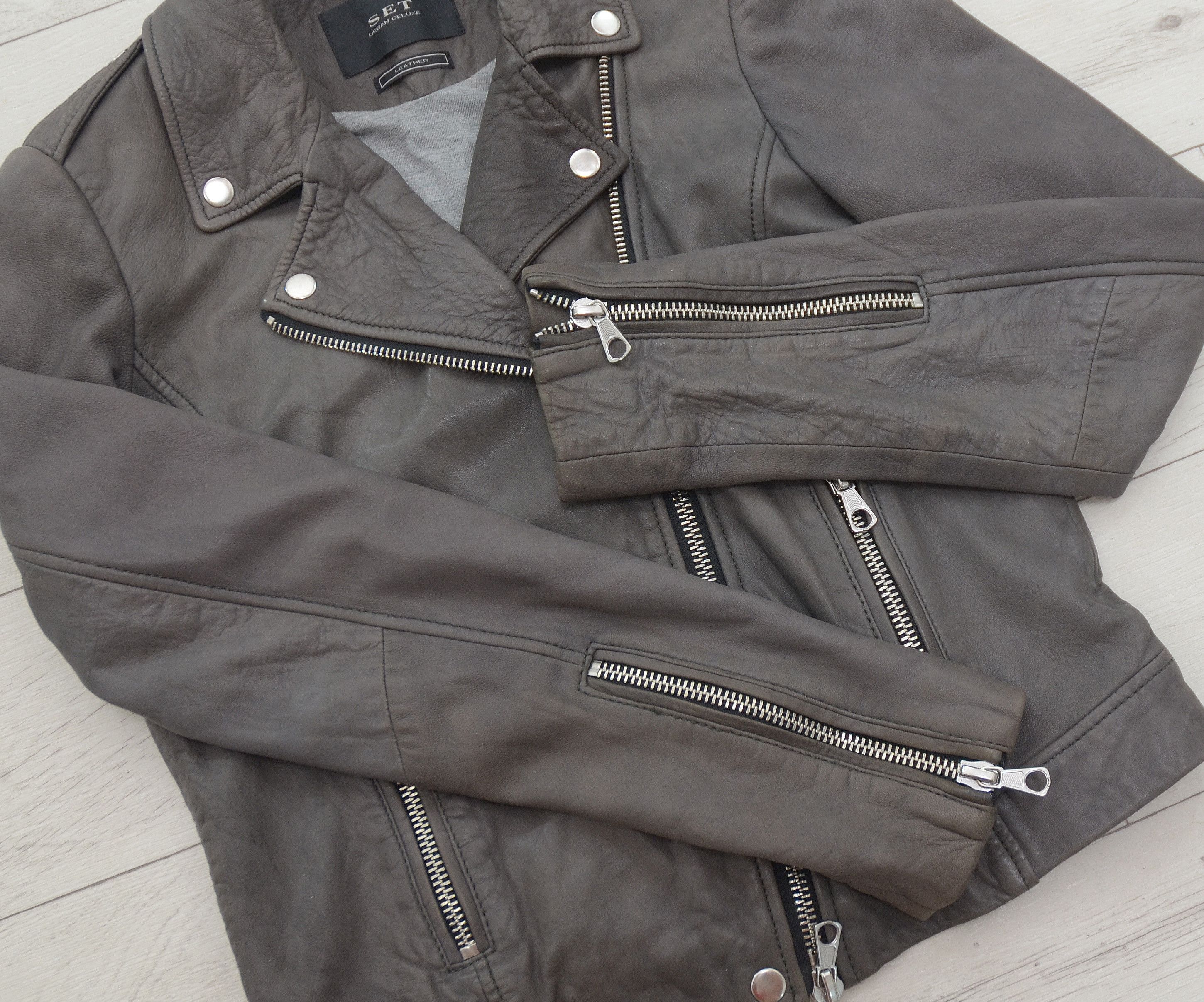 Other Womens Set Urban Deluxe OUI Leather Biker Moto Jacket Gray Size M / US 6-8 / IT 42-44 - 6 Thumbnail