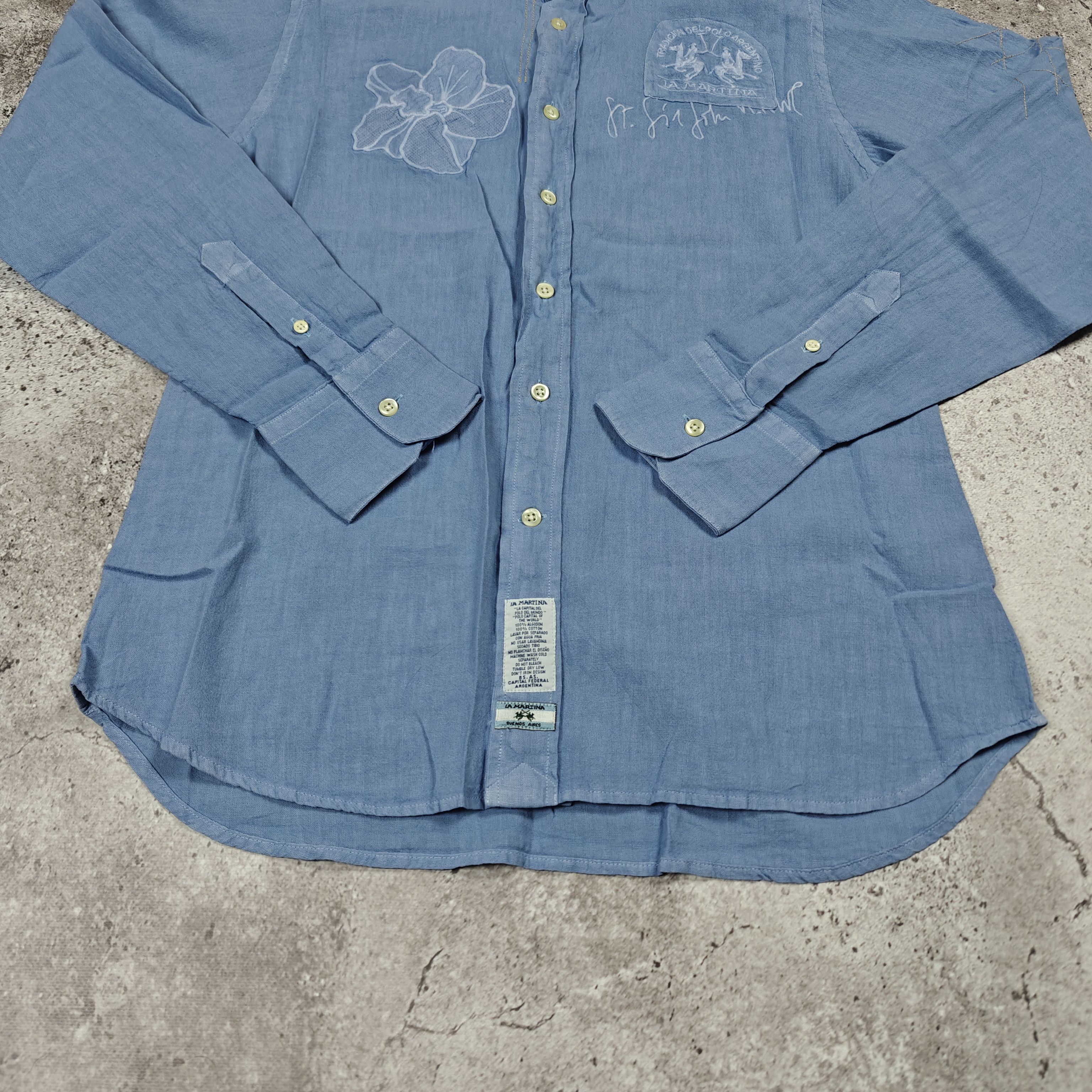 La Martina La Martina Linen Shirt Buenos Aires Collared Blue size L Size US L / EU 52-54 / 3 - 3 Thumbnail