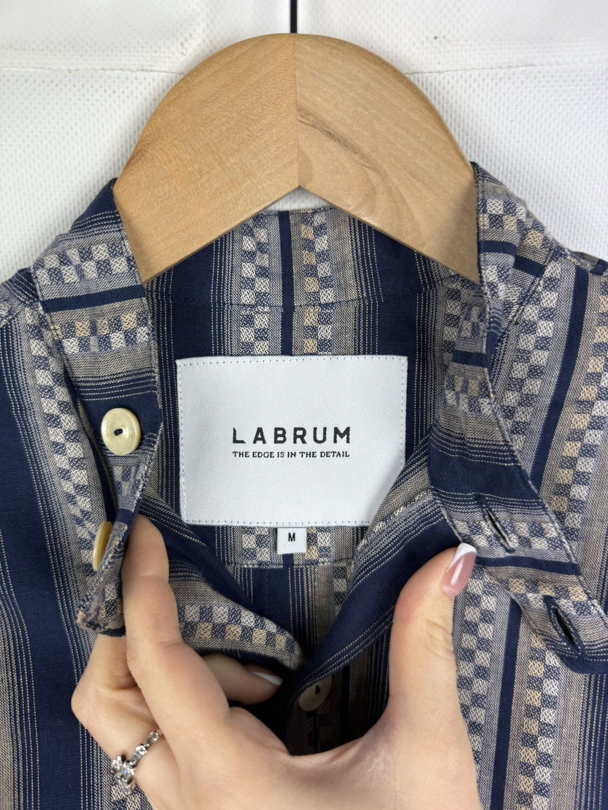 Designer BNWT! Labrum L/S Collarless Patterned Button Up Shirt Size US M / EU 48-50 / 2 - 15 Thumbnail