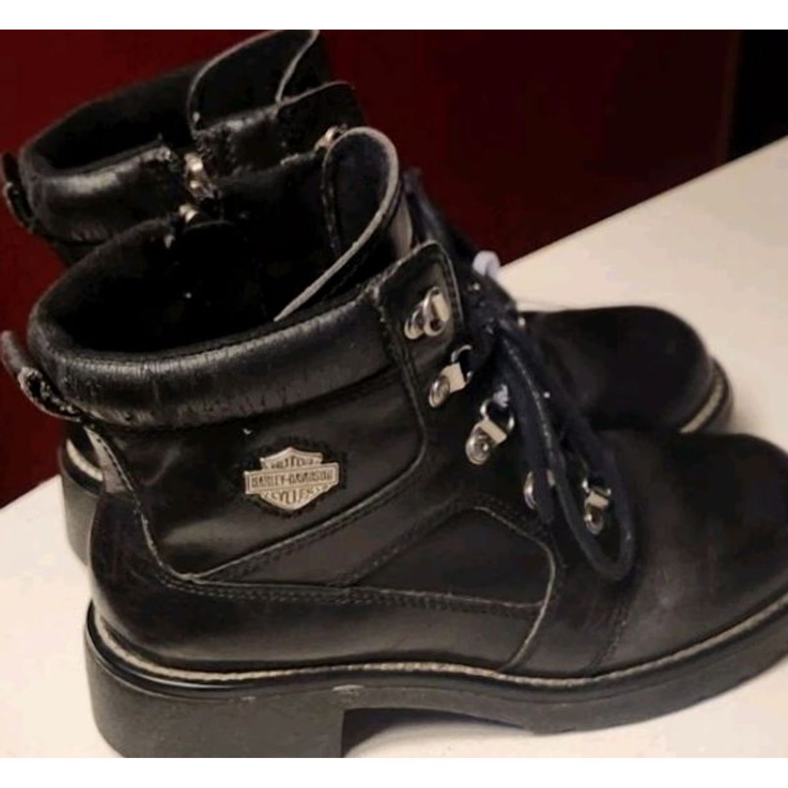 Harley Davidson Harley Davidson Womens 8 Express Lane Black Leather Biker Zip Ankle Boots 84008 Size US 8 / IT 38 - 5 Thumbnail