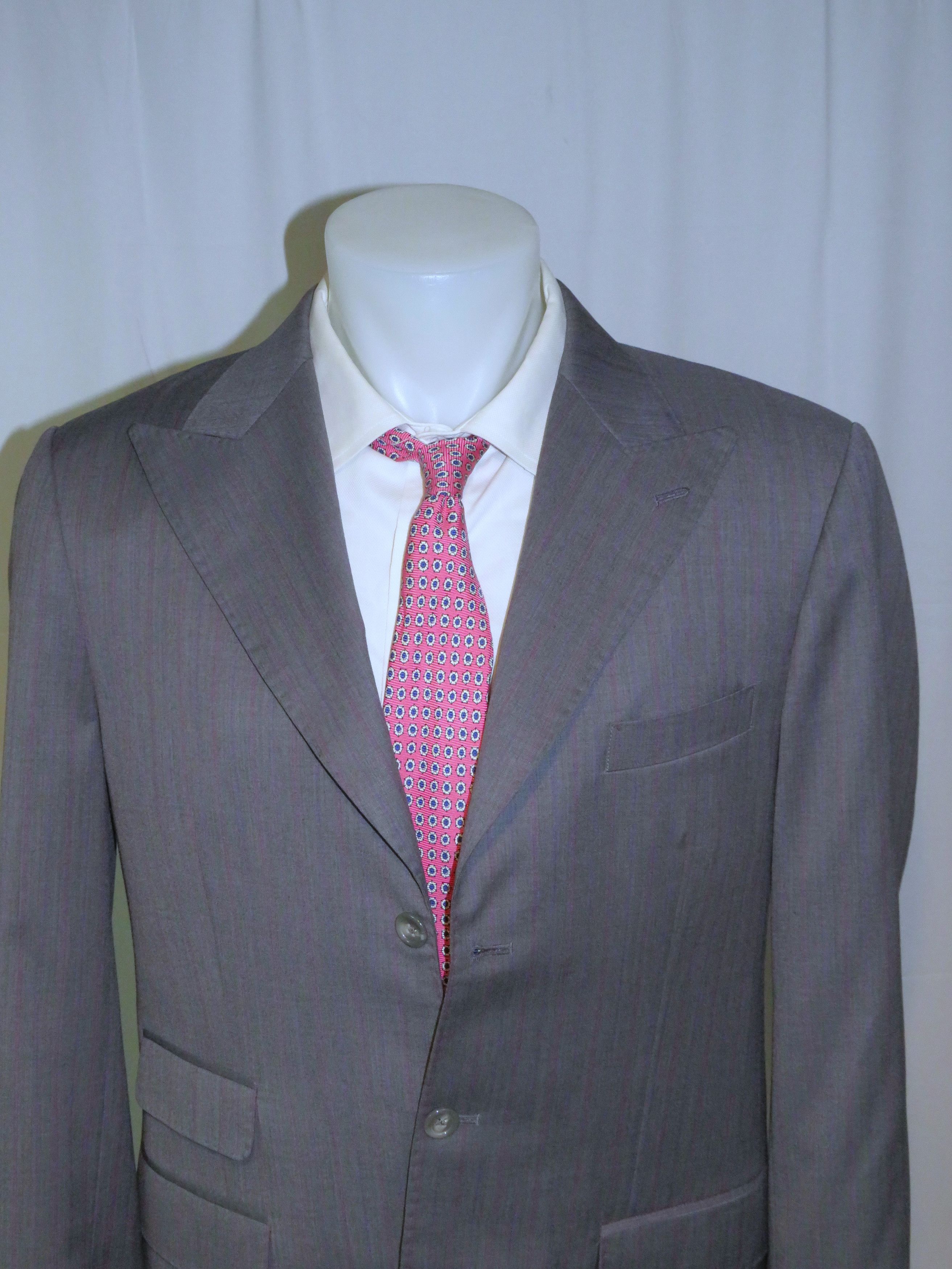 Other Morroni Custom Tailoring Gray Striped Three Button Suit 40L Size 40L - 4 Thumbnail