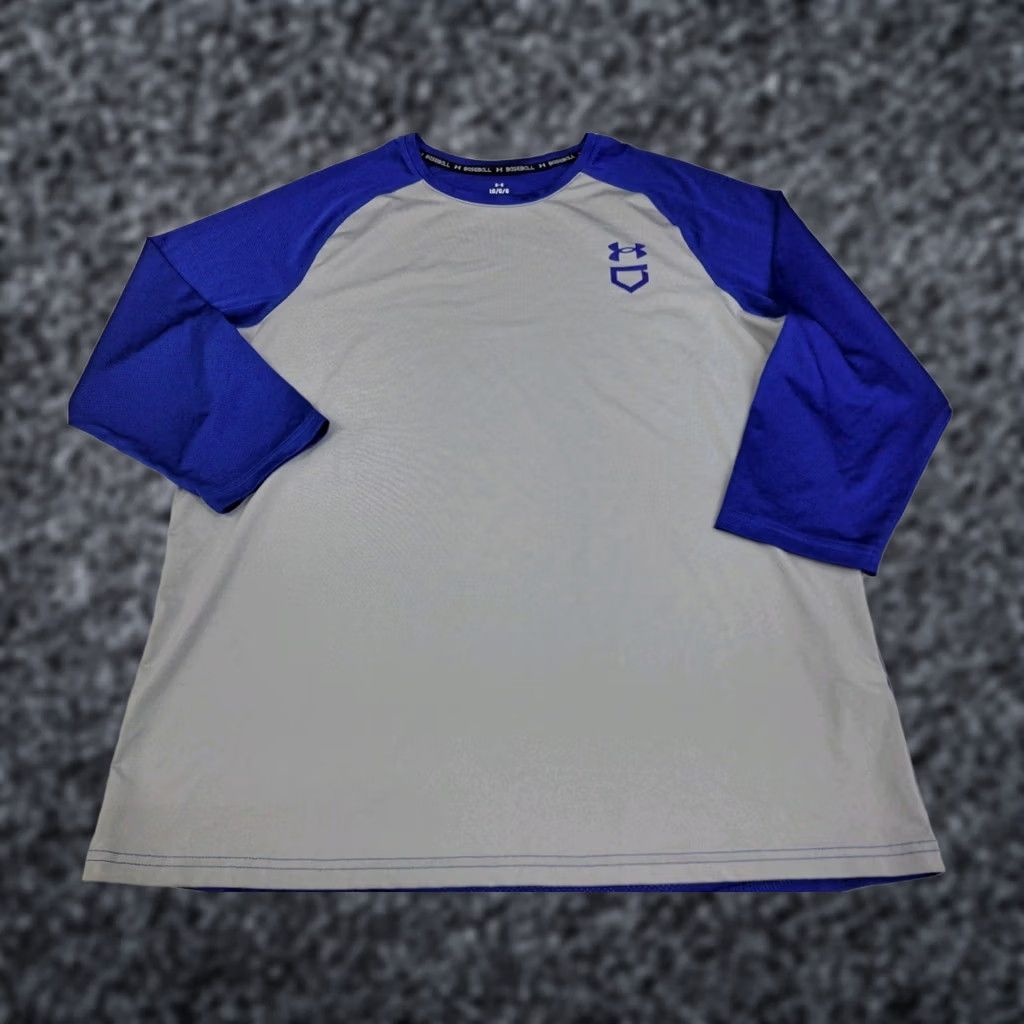 Under Armour Under Armour Mens 3/4 Sleeve Baseball Shirt Blue/Grey Size L Crew Neck P/SP 7004 Size US L / EU 52-54 / 3 - 1 Thumbnail