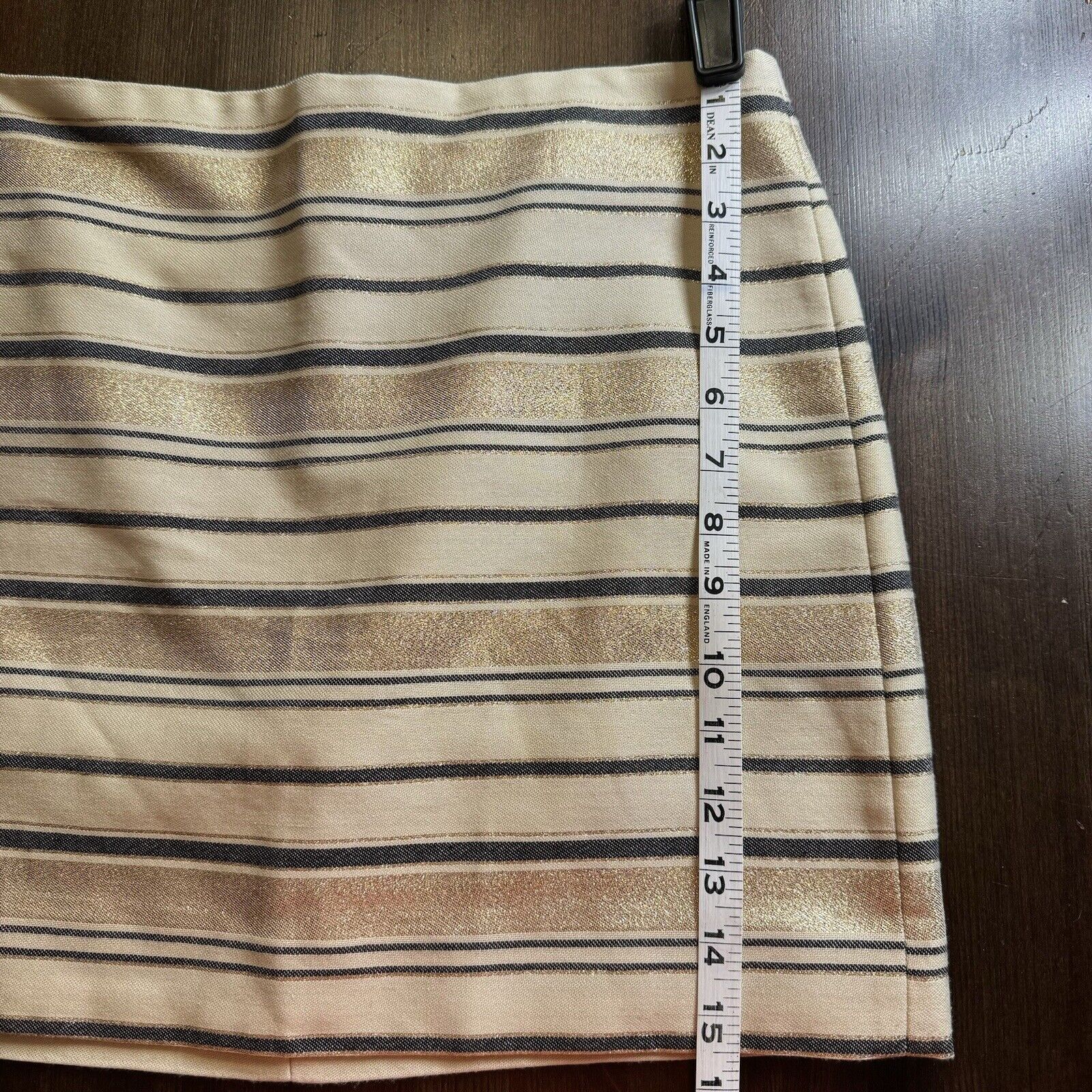 J.Crew J CREW FACTORY Sz 4 Shiny Striped Mini Skirt Lined Gold Blue Size 27" / US 4 / IT 40 - 11 Thumbnail