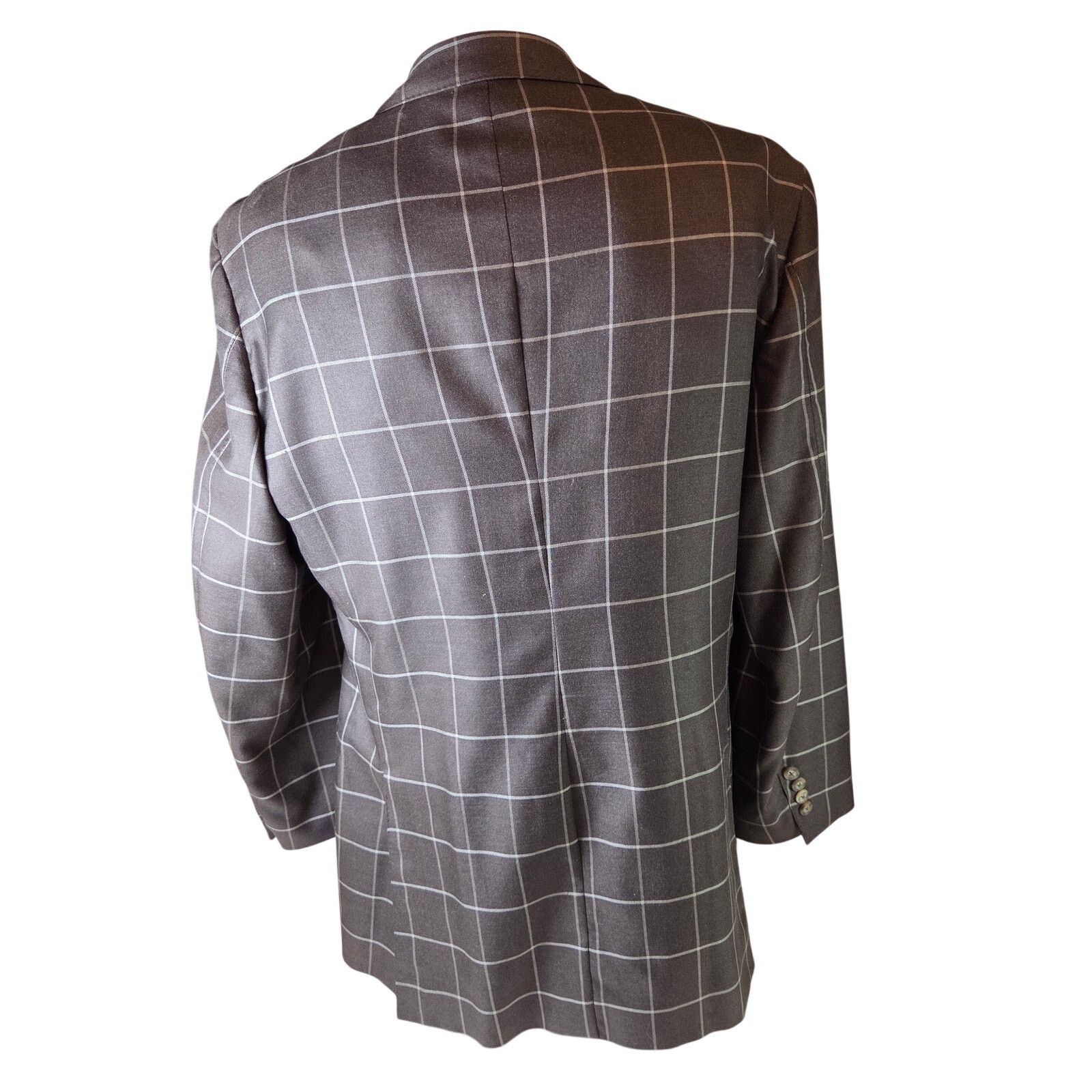 Samuelsohn Samuelsohn Earl Silk Camel Hair Windowpane Blazer 44L Size 44L - 8 Thumbnail