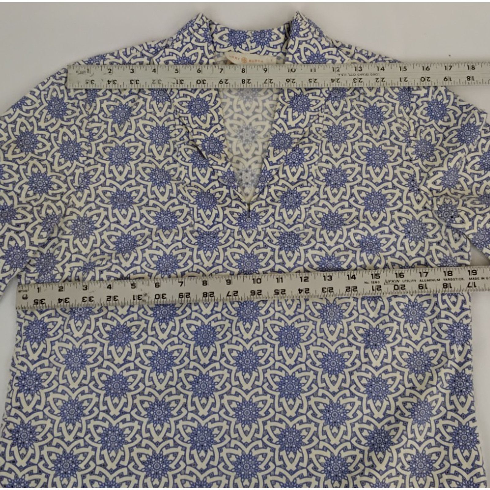 Tory Burch Tory Burch Eyelet Tunic Women's 8 Blue/White Floral Unlined Size M / US 6-8 / IT 42-44 - 8 Thumbnail