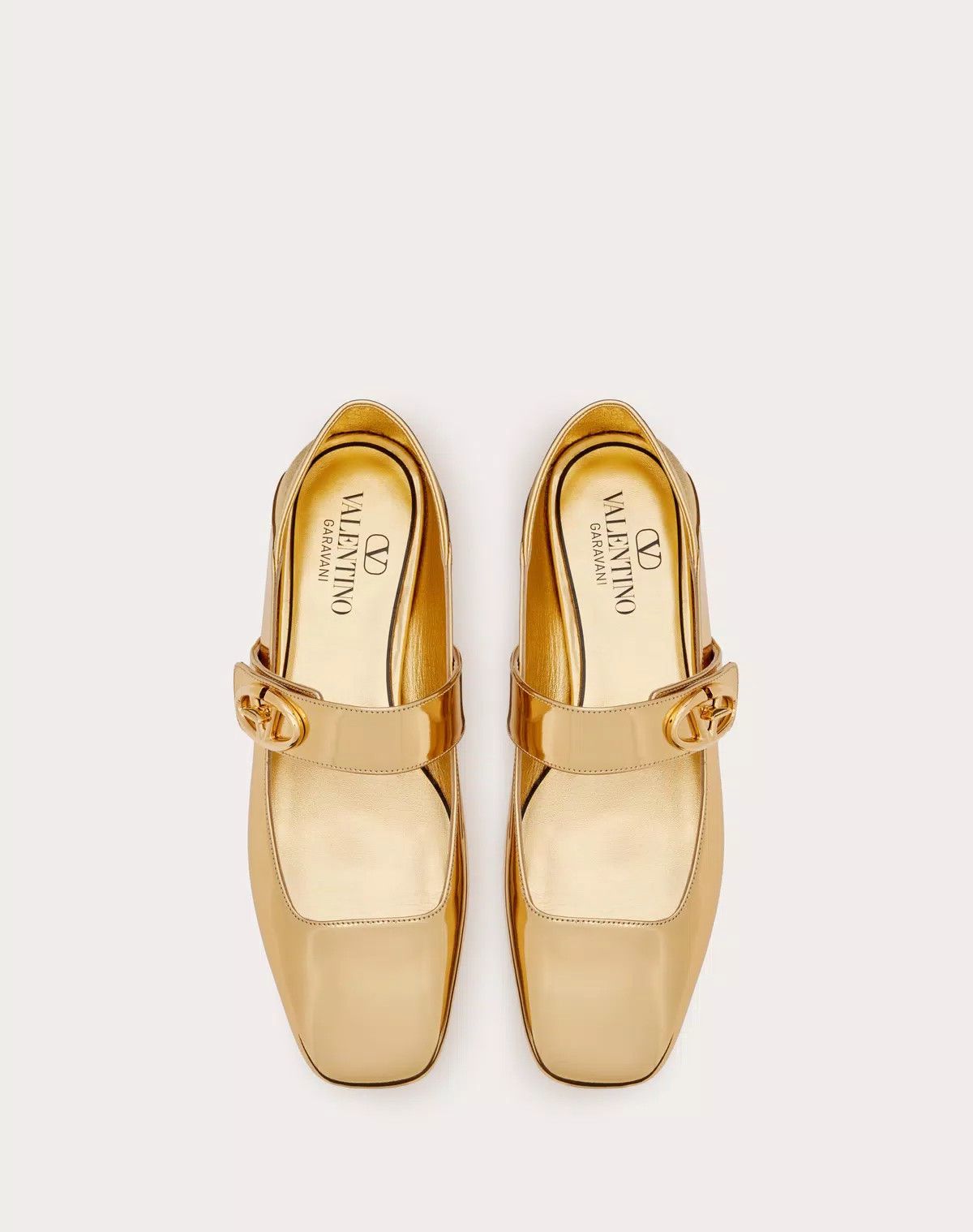 Valentino o1s1wg110625 Vlogo Locker Mary Jane Ballerina in Gold Ton Size US 9 / IT 39 - 4 Thumbnail