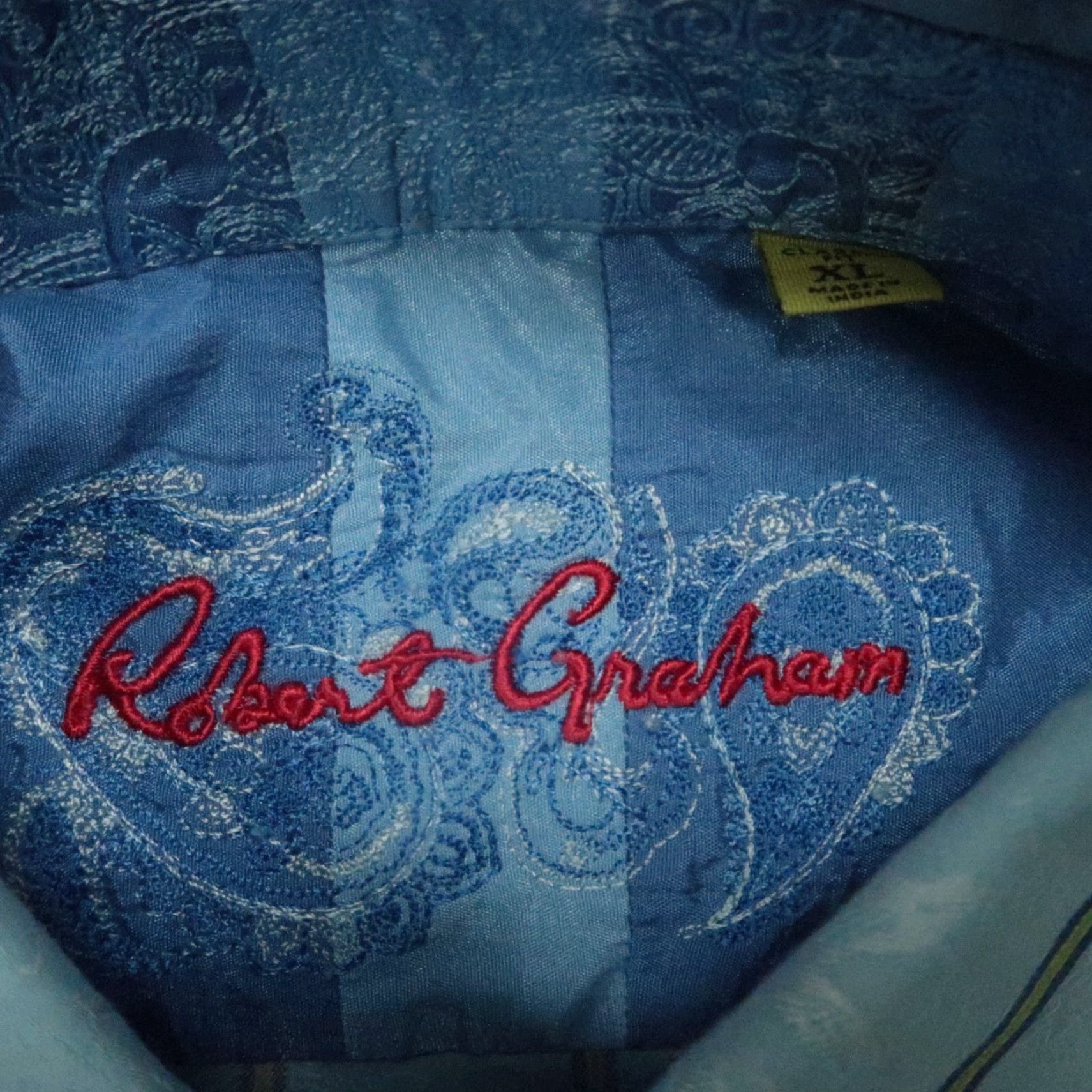 Robert Graham Robert Graham Shirt Mens XL Striped Classic Fit Button Long Sleeve Blue Cotton N/A Size US XL / EU 56 / 4 - 3 Thumbnail