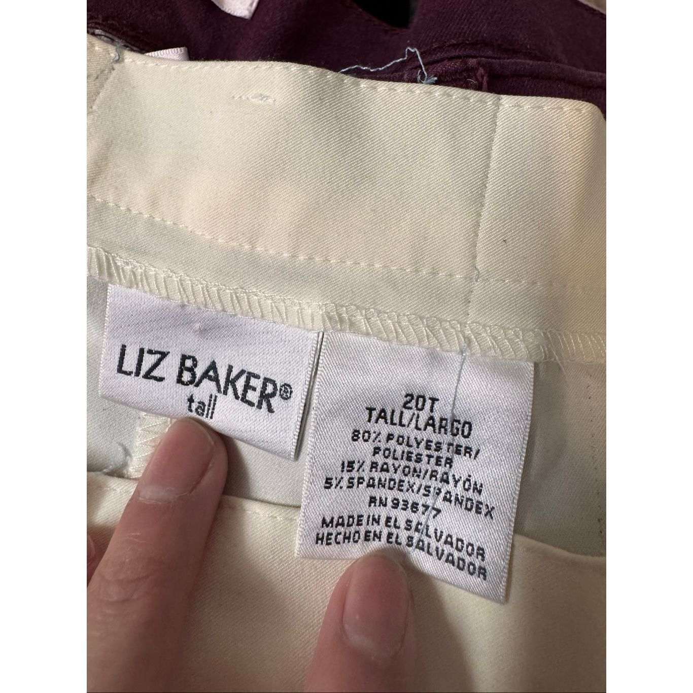 Other Liz Baker Tall Cream Dress Pants Women’s 20T High Rise Strai Size 34" / US 12 / IT 48 - 6 Thumbnail