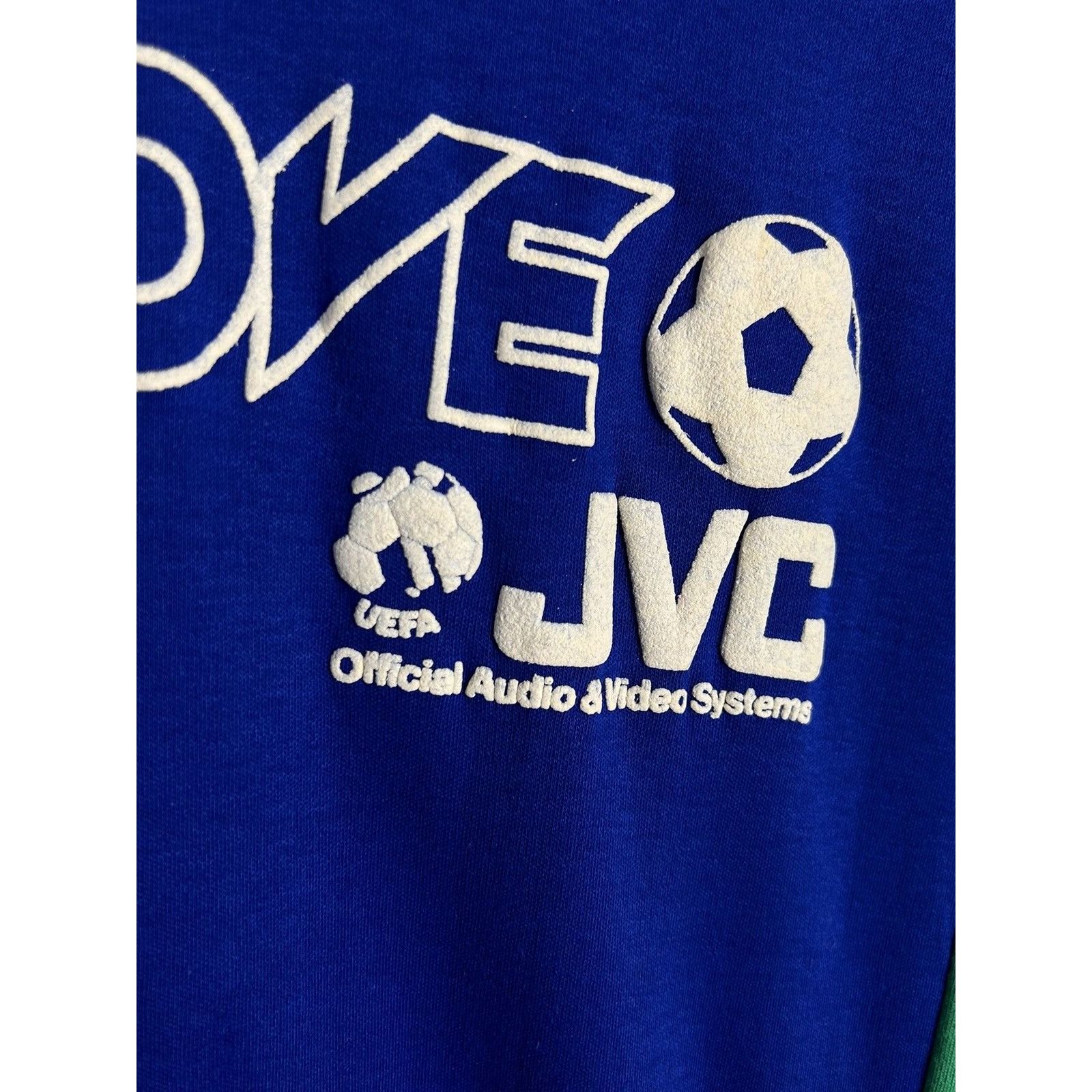 Vintage 90s Vintage We Love Football Uefa JVC Single Stitch T-Shirt Size US M / EU 48-50 / 2 - 3 Thumbnail