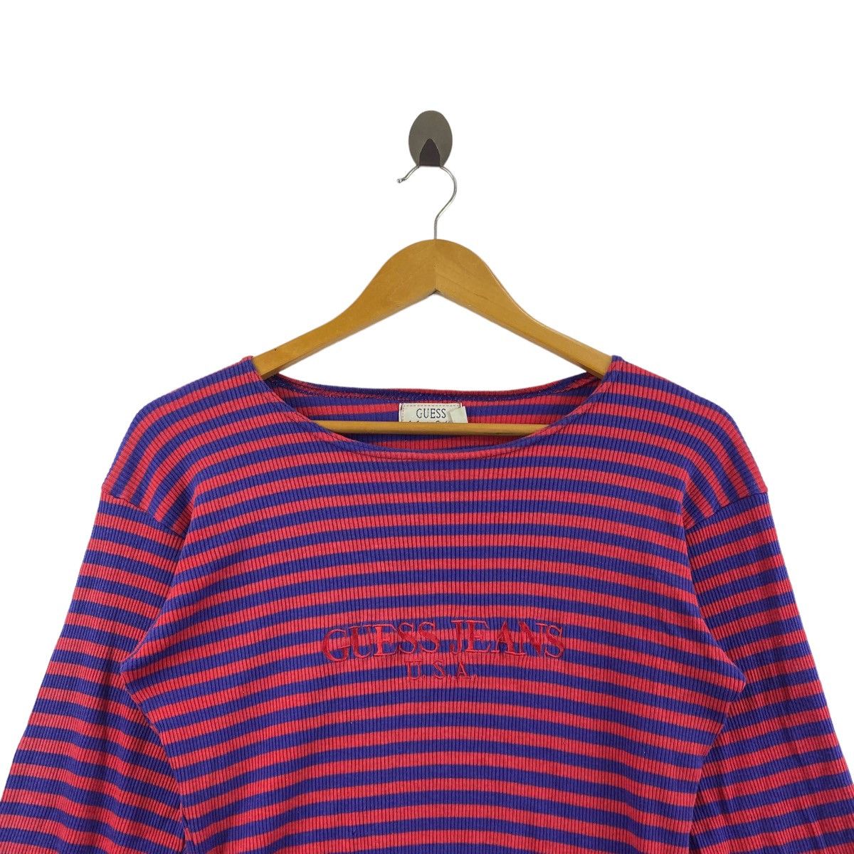 Guess × Vintage Vintage GUESS USA Embroidered Brand Stripes Long Sleeve Size L / US 10 / IT 46 - 2 Thumbnail