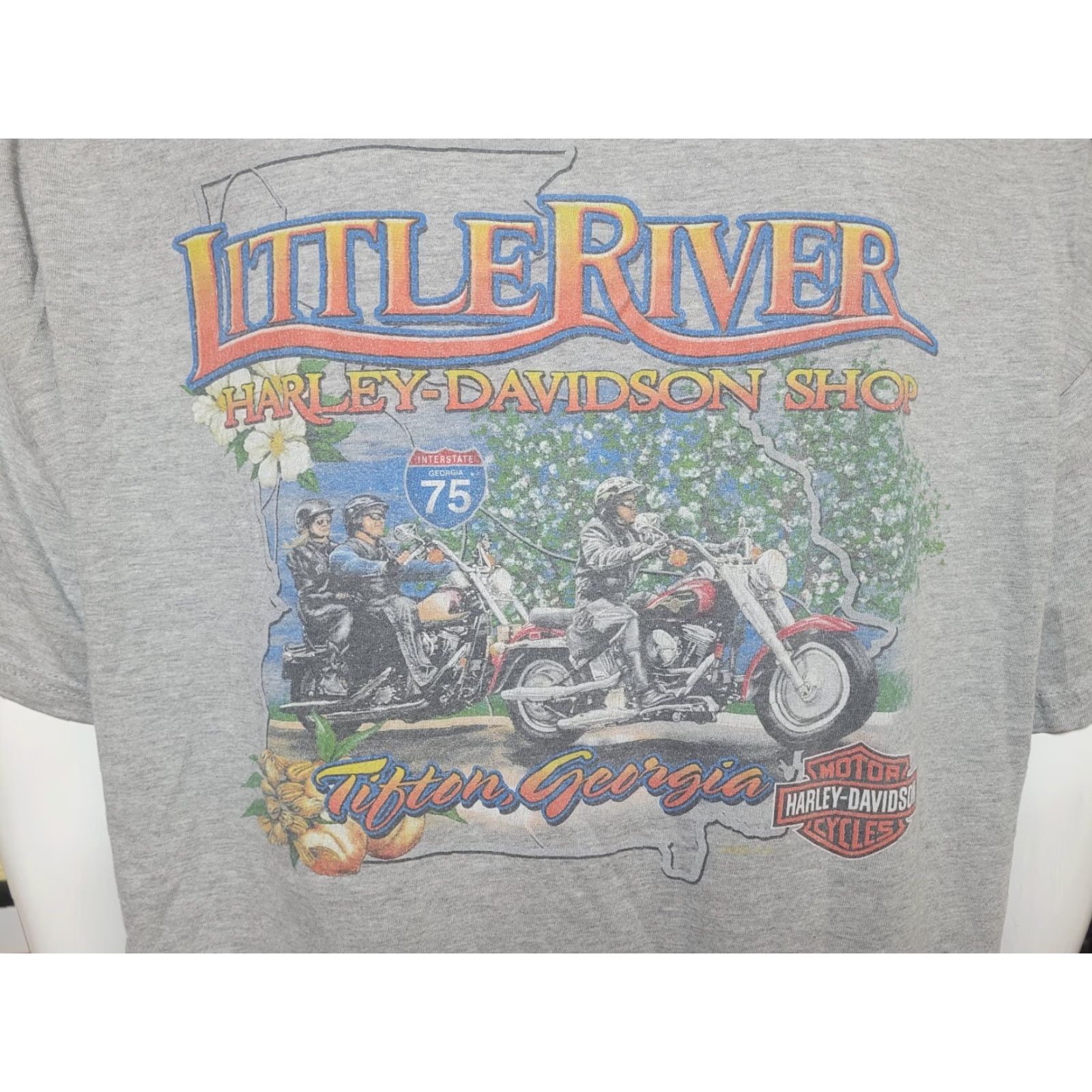 Harley Davidson VTG Harley-Davidson T Shirt Graphic Tee Men 2XL Gray Cotton Blend Short Sleeve Crew Neck Biker Motorcycle Little River Tifton GA Size US XXL / EU 58 / 5 - 4 Thumbnail