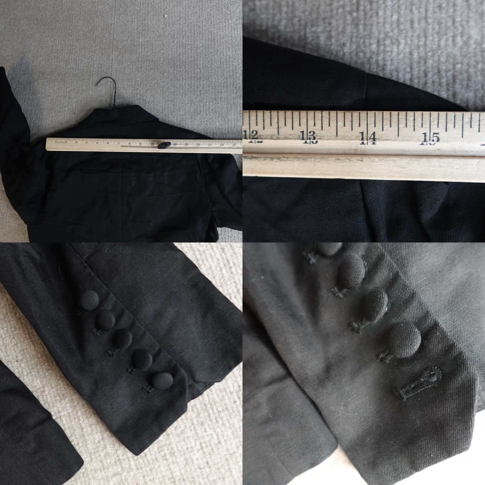 Frame FRAME Blazer Womens Black Solid Linen Blend One Button Working Cuff Shipped Next Business Day Size 6 Size M / US 6-8 / IT 42-44 - 9 Thumbnail