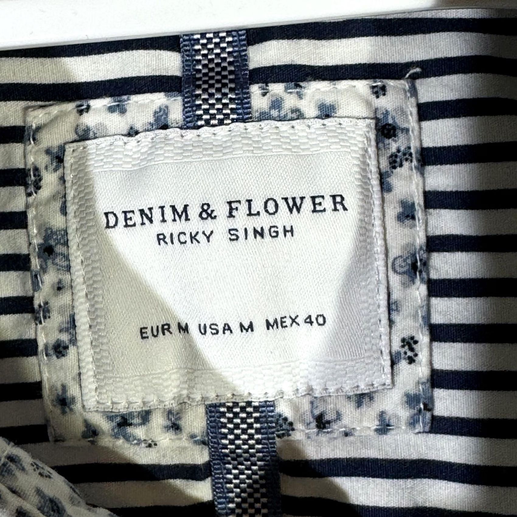 Denime Denim & Flower Shirt Mens Medium Blue White Floral Button-Down Short Sleeve Casual Summer Shirt Size US M / EU 48-50 / 2 - 7 Thumbnail