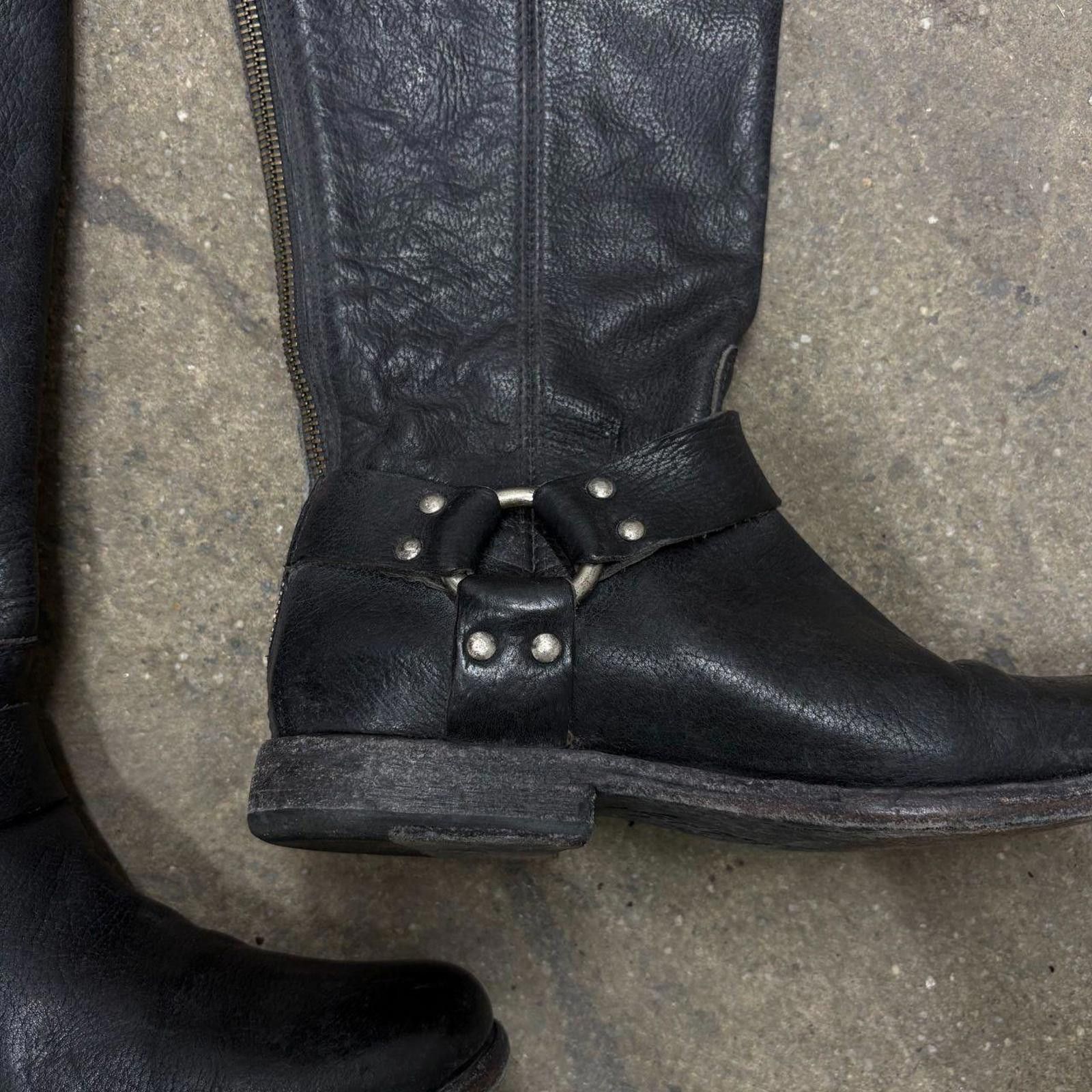 Frye Vintage Black Frye Leather Moto Harness Boots Size US 6 / IT 36 - 2 Thumbnail