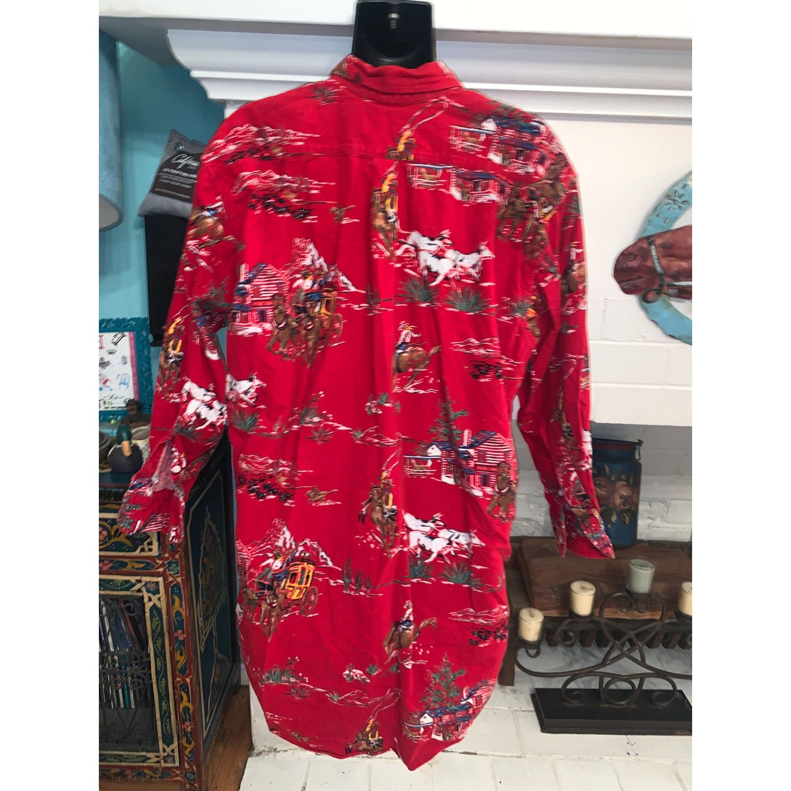 Ralph Lauren 80's RALPH LAUREN COWBOY WESTERN FLANNEL OVERSIZE NIGHTSHIRT Size ONE SIZE - 2 Thumbnail