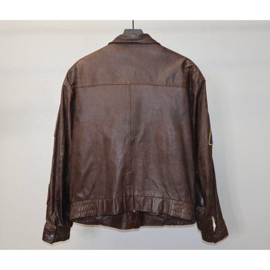 Vintage Vtg 70s Raffaelo Brown Leather Flight Bomber Jacket Sz 46 Size US L / EU 52-54 / 3 - 3 Thumbnail