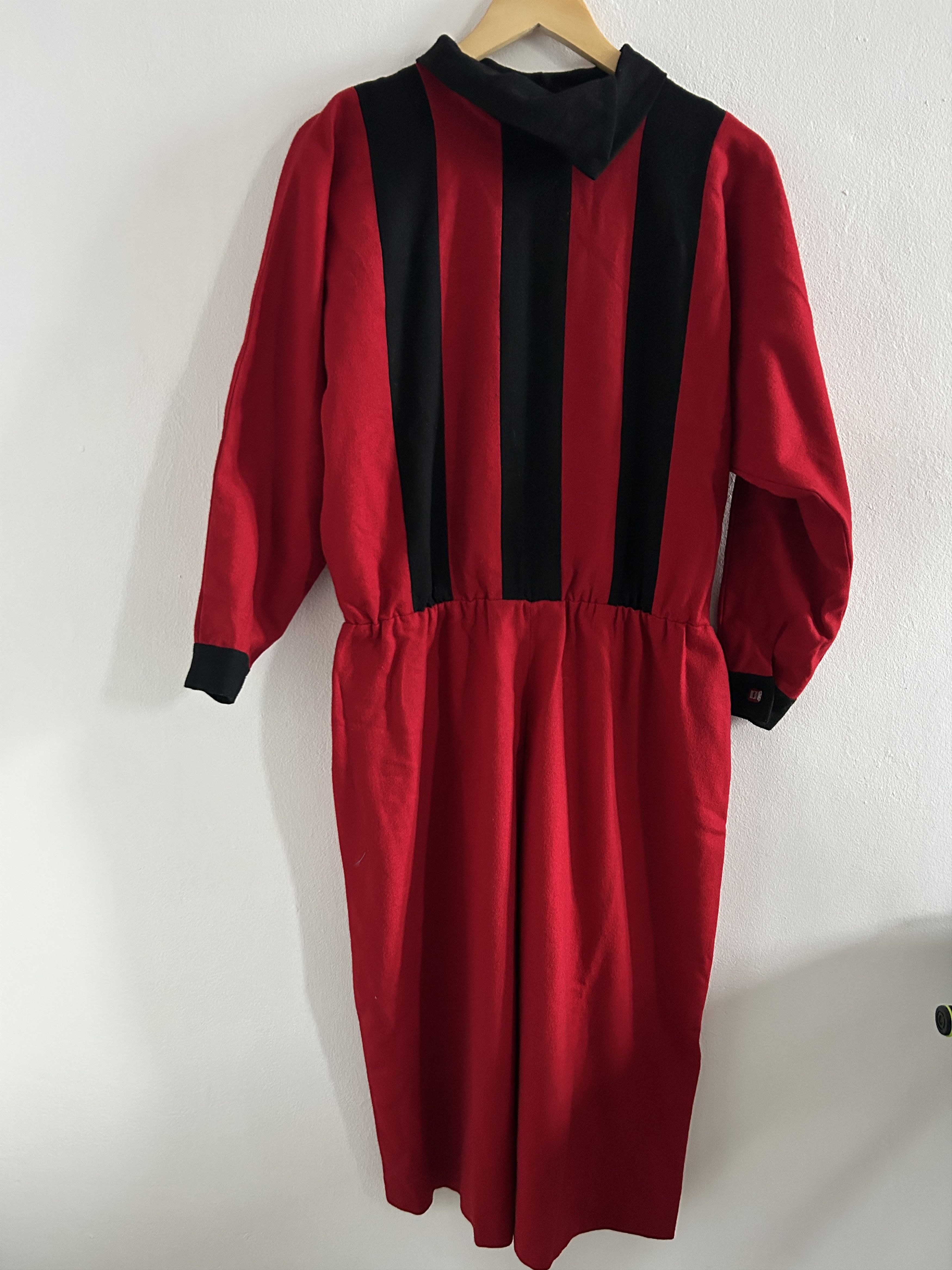 Vintage Vintage 80s Red Black Striped Wool Dress Size L / US 10 / IT 46 - 9 Thumbnail
