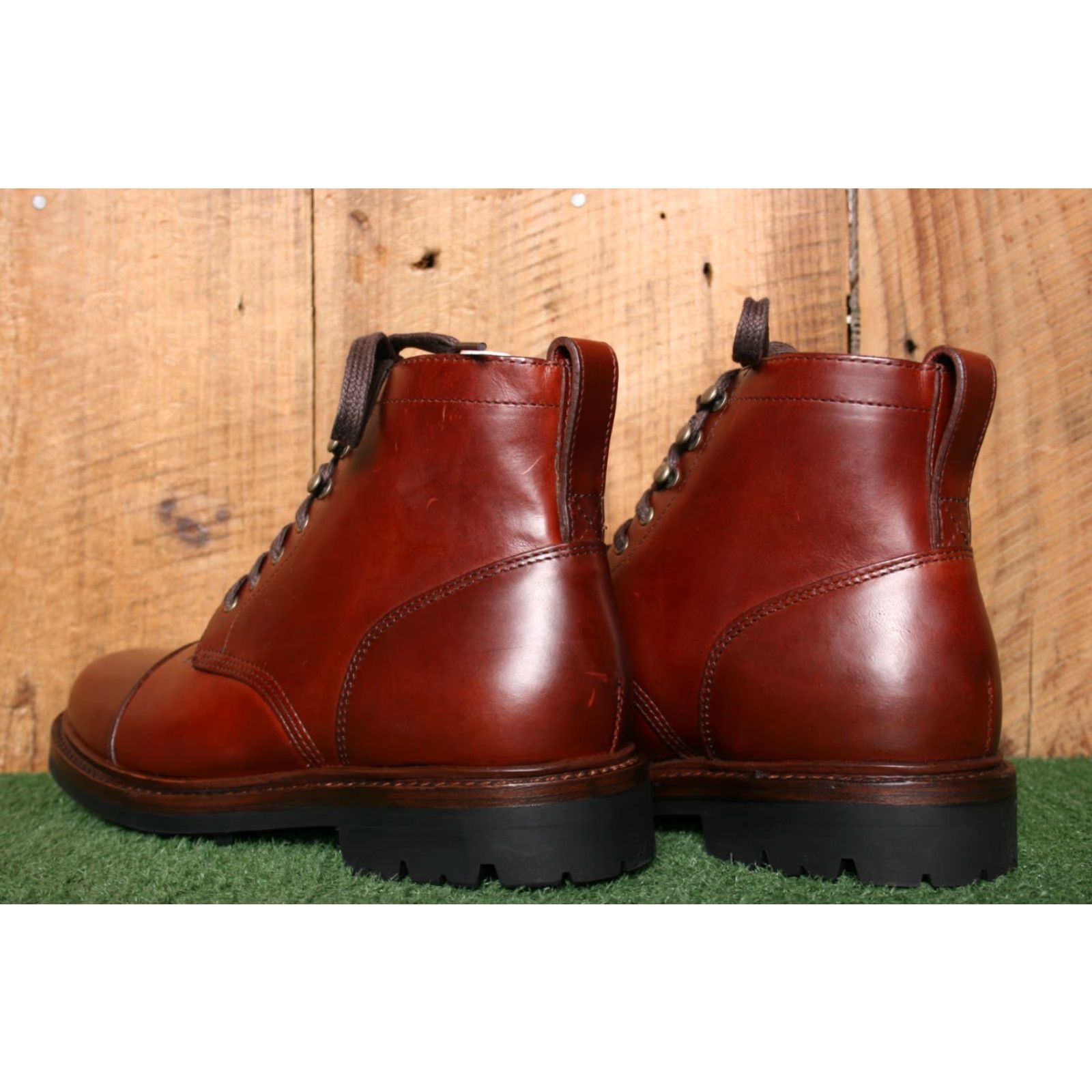 J.Crew J.CREW Kenton Burgundy Pull Up Leather Cap Toe Ankle Boots Sz 7.5 Leather Upper Combat Style Men’s Boots Lace Up Size ONE SIZE - 3 Thumbnail