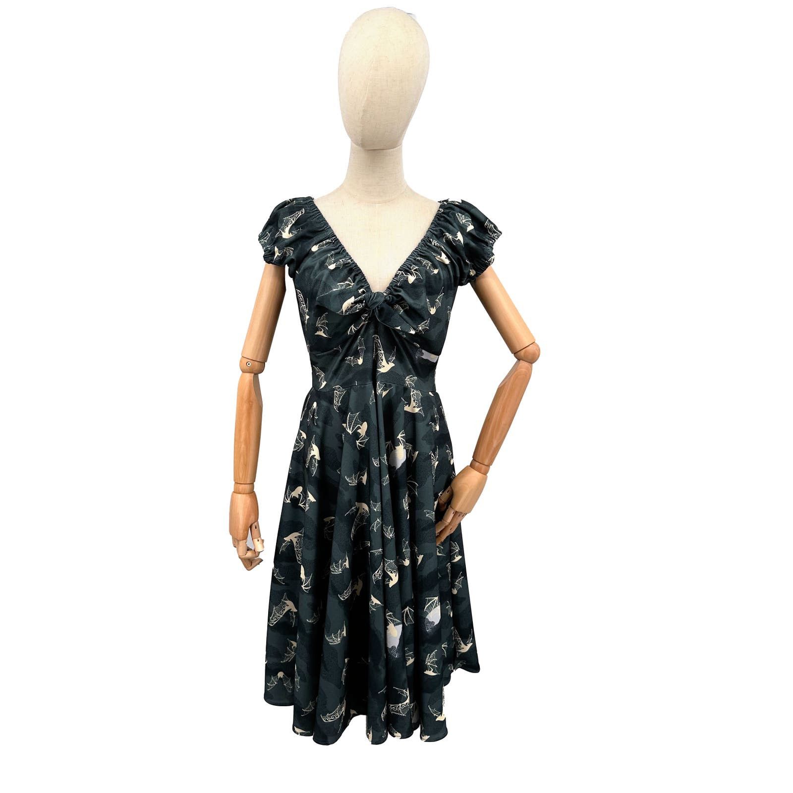 image of Pinup Girl Natalie Dress In Grey Victorian Bats Crepe Xl, Women's