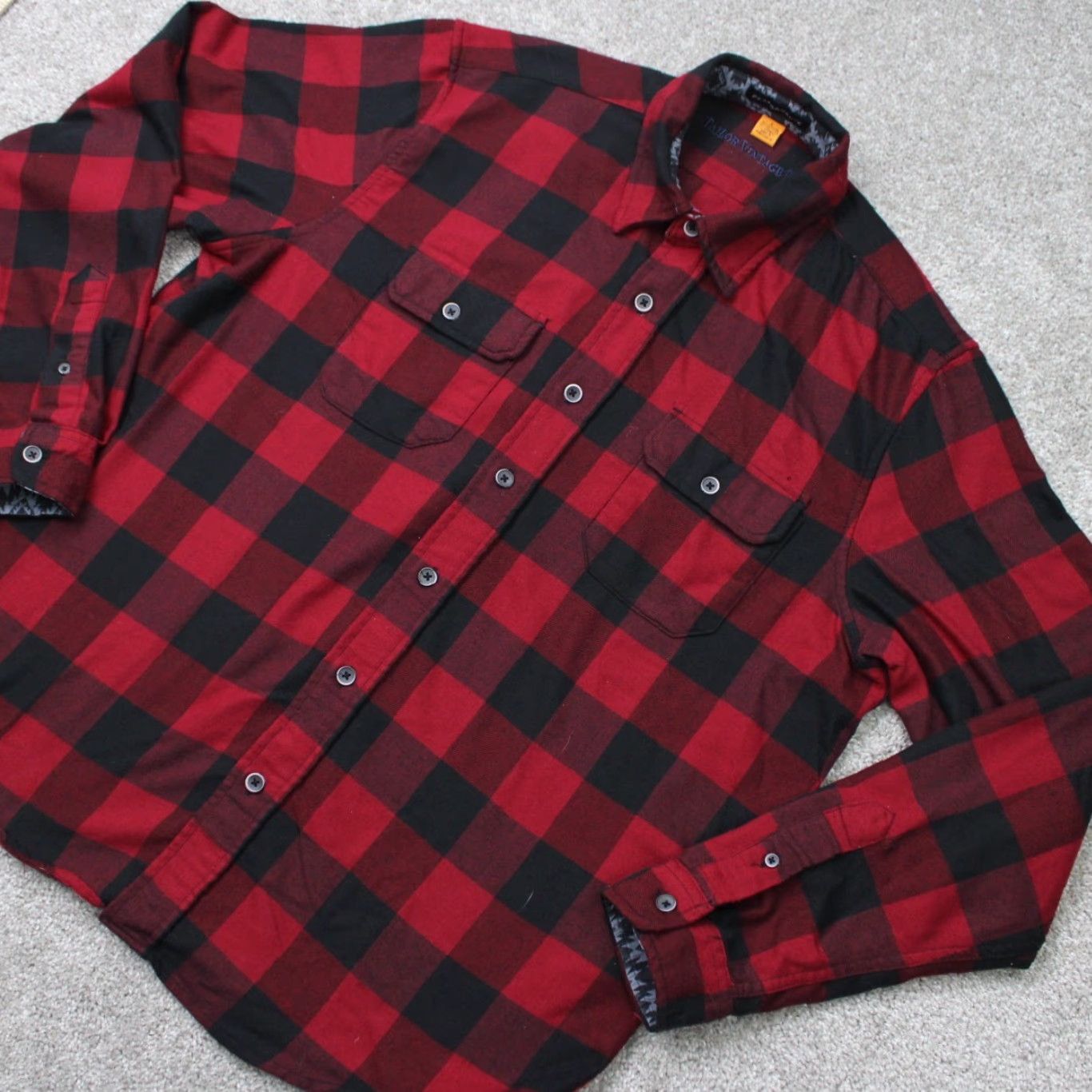 Vintage Tailor Vintage Shirt Mens Large Red/Black Plaid Flannel Button-Up Casual Preppy Jacket? Size US L / EU 52-54 / 3 - 4 Thumbnail