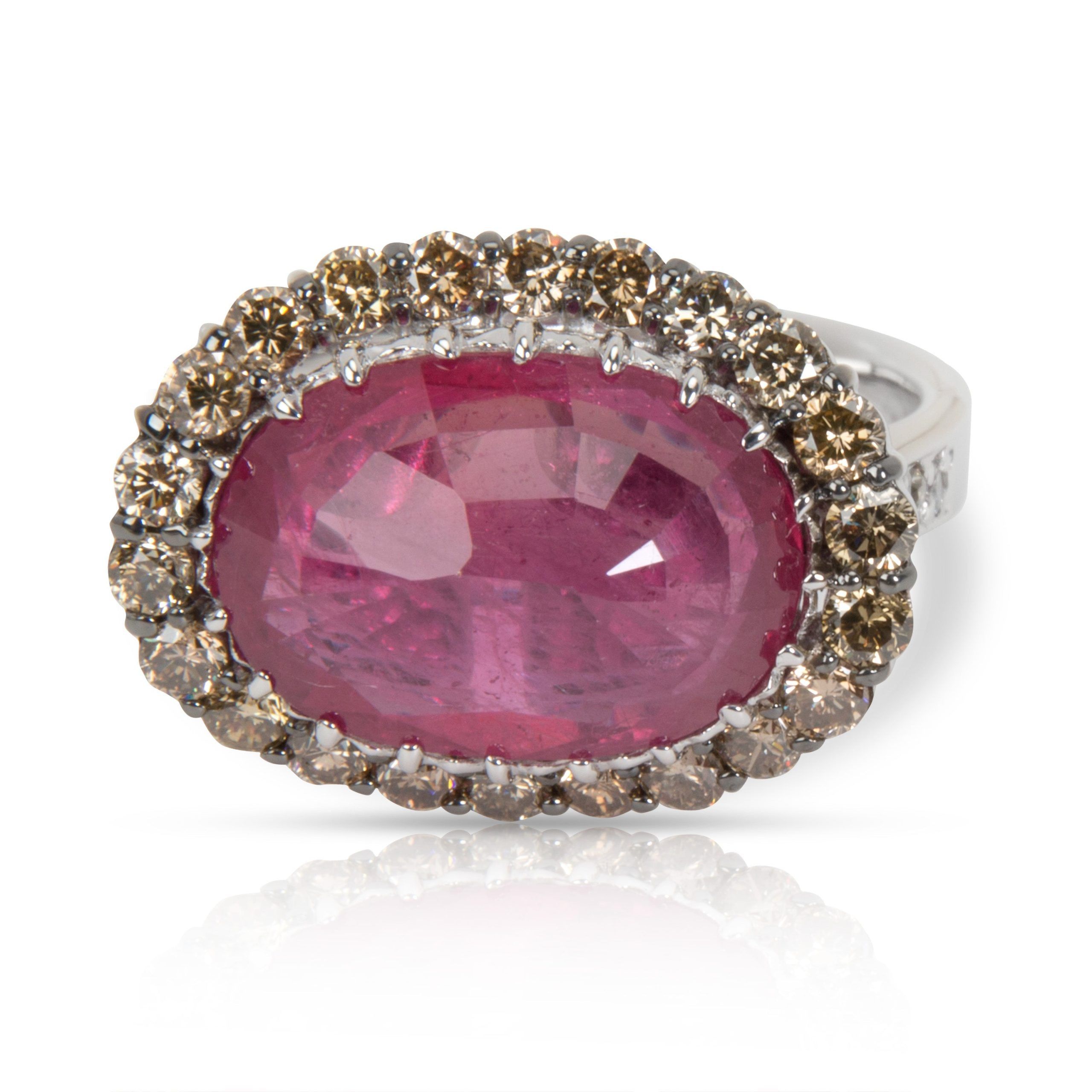 image of Bvlgari Cabochon Ruby & Diamond Ring In 18K White Gold Red 0.4 Ctw, Women's