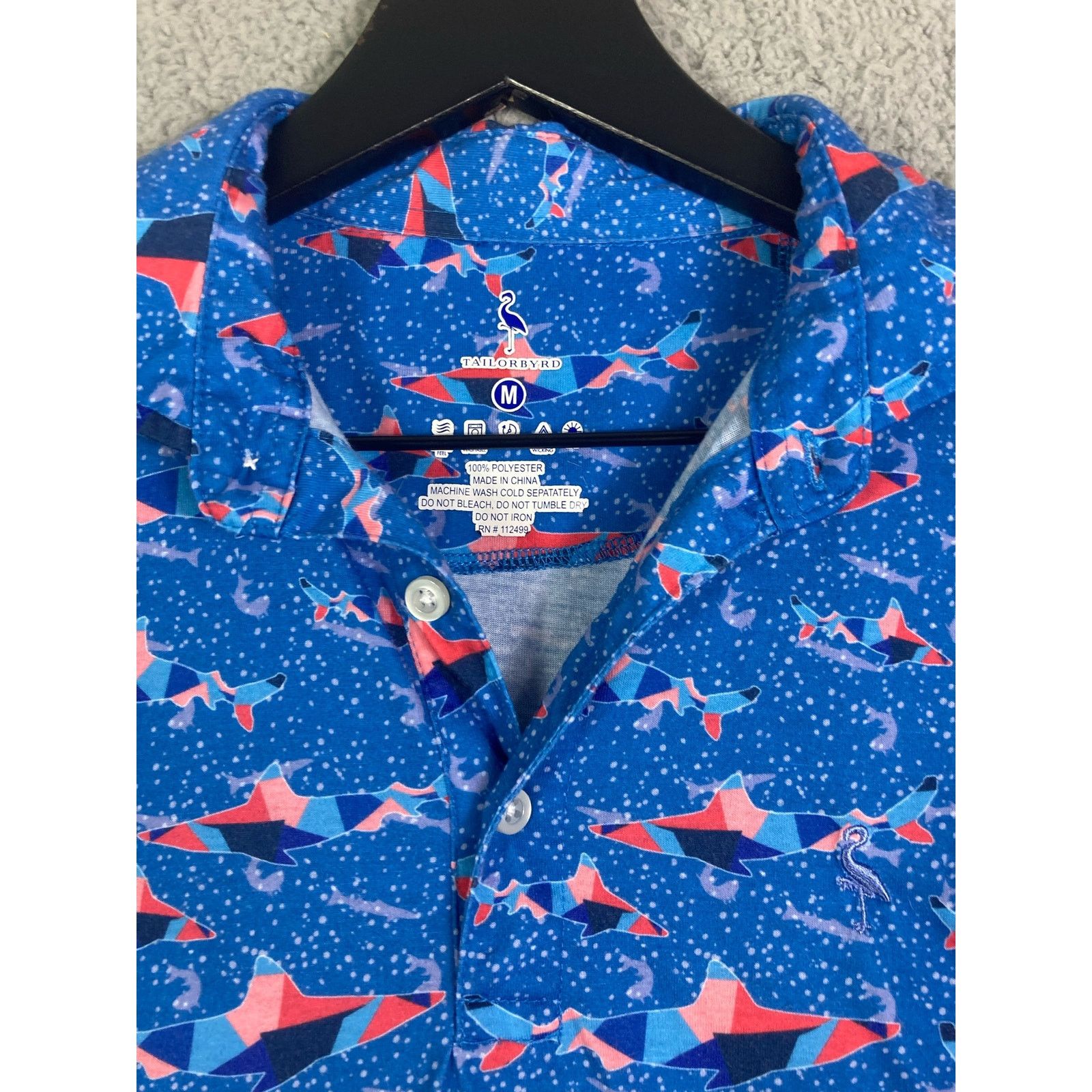 Tailorbyrd TAILORBYRD Men's M Blue Golf Polo Shirt UV Protection Shark Size US M / EU 48-50 / 2 - 3 Thumbnail