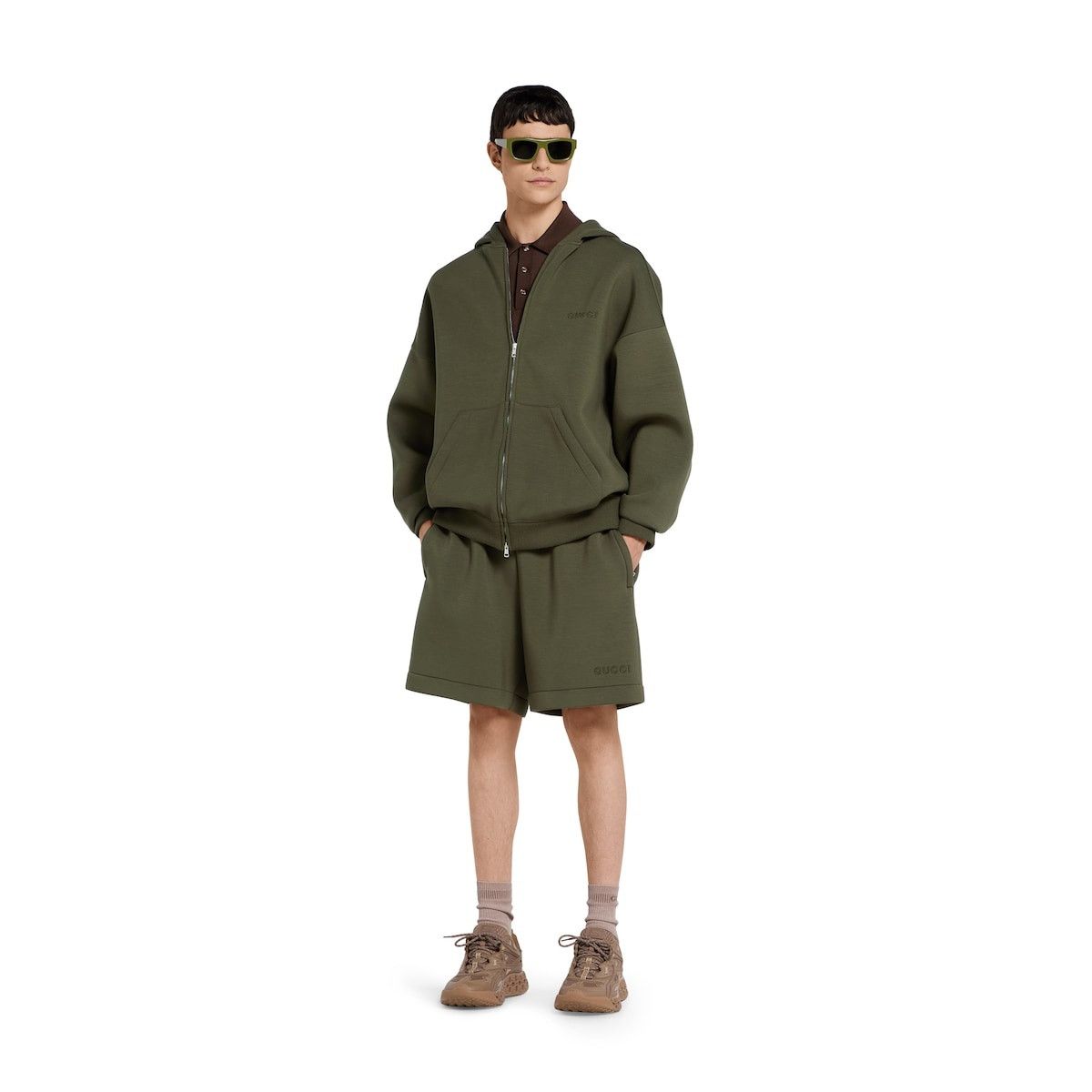 Gucci o1s1wg110925 Embroidered Jersey Shorts in Dark Green Size US 36 / EU 52 - 2 Thumbnail
