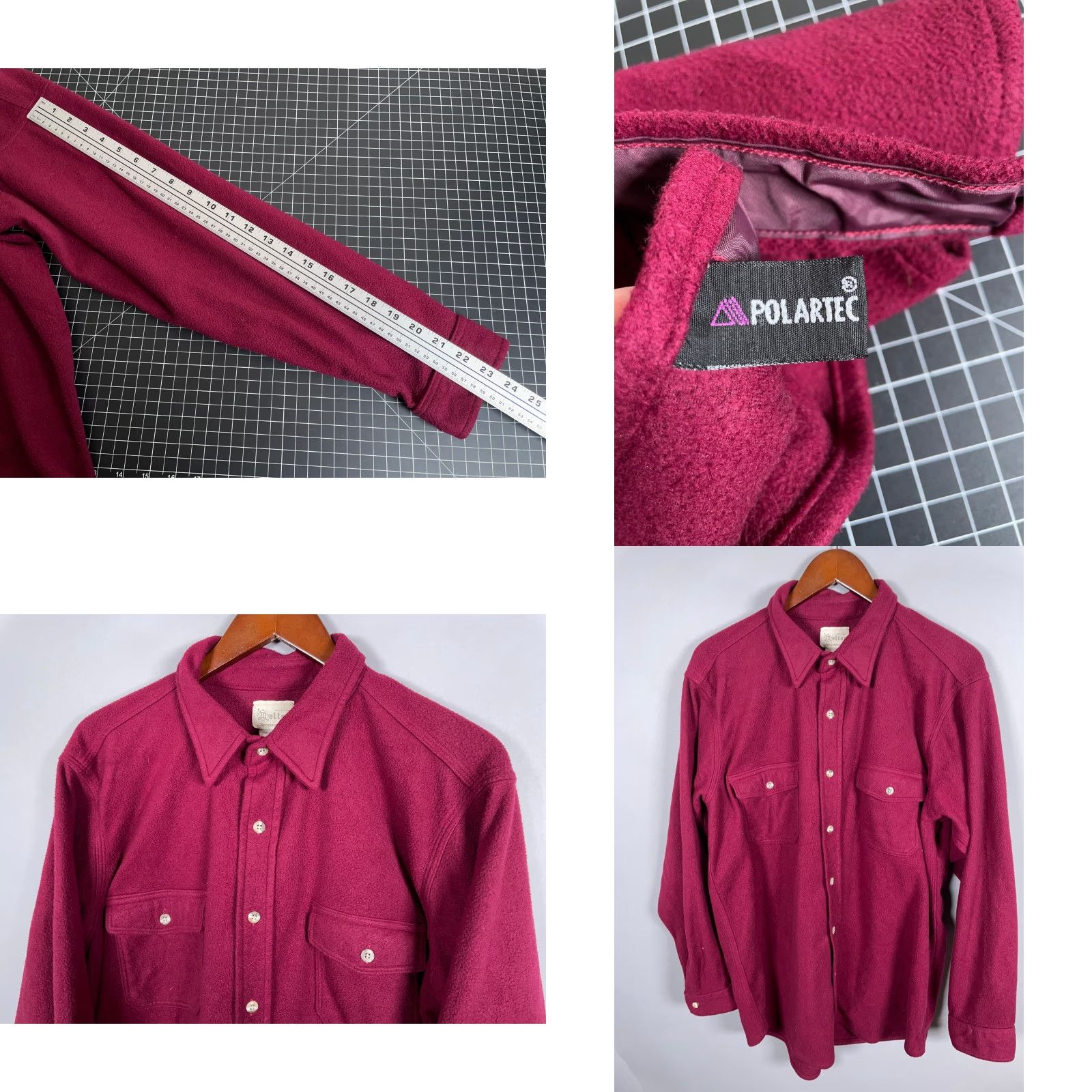Vintage VINTAGE Melton Shirt Adult XL Dark Red Polartec Fleece Button-Front USA Made Men’s Winter 90s Grunge Retro Size US XL / EU 56 / 4 - 8 Thumbnail