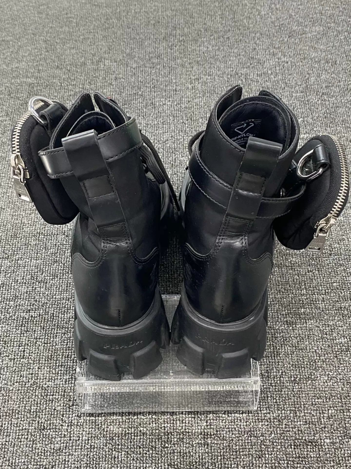 Prada PRADA Black Triangle Logo Ankle Boots 37.5 Size US 7 / IT 37 - 5 Thumbnail