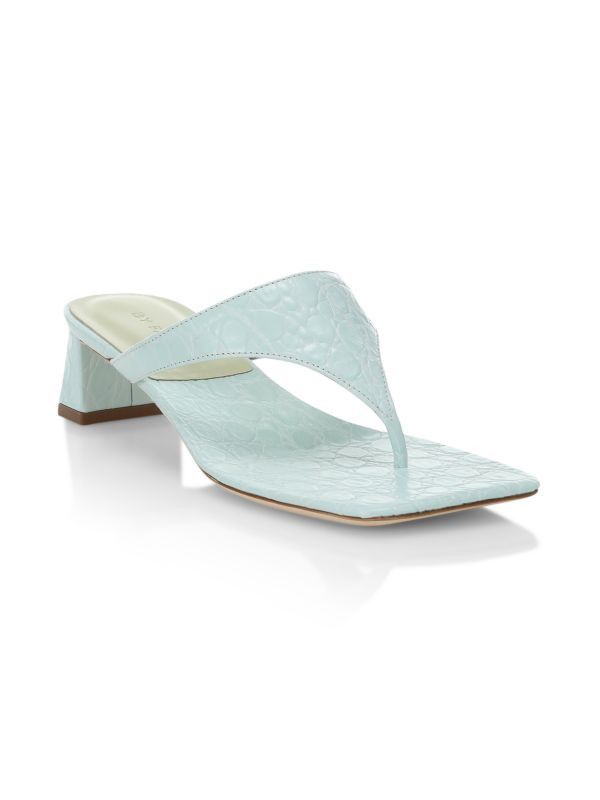 By Far o1mle1224 Croco Emboosed Leather Mules in Sky Blue Size US 6 / IT 36 - 2 Thumbnail