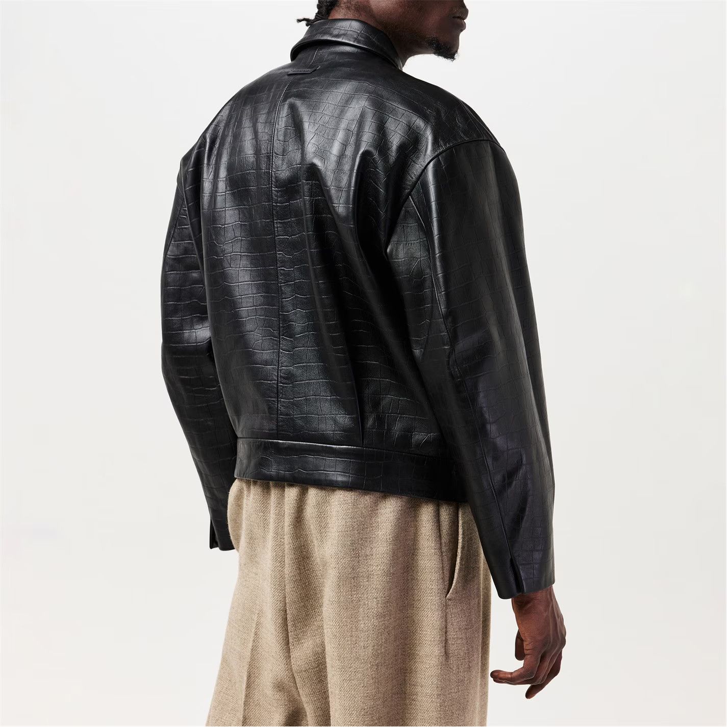 Fear of God o1g2r1mq0426 Croc-Embossed Leather Leather Jacket in Black Size US L / EU 52-54 / 3 - 3 Thumbnail