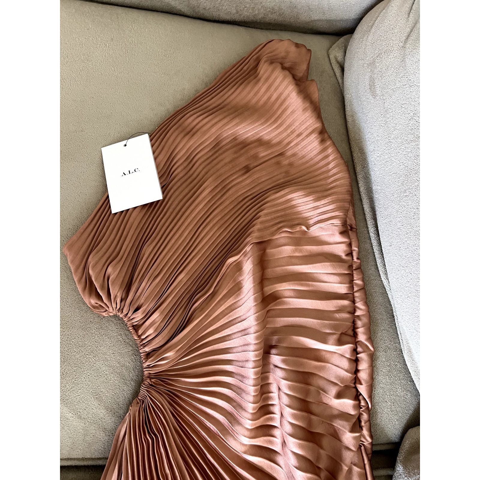 A.L.C. A.L.C. Delfina Pleated One Shoulder Maxi Dress Size M / US 6-8 / IT 42-44 - 3 Thumbnail