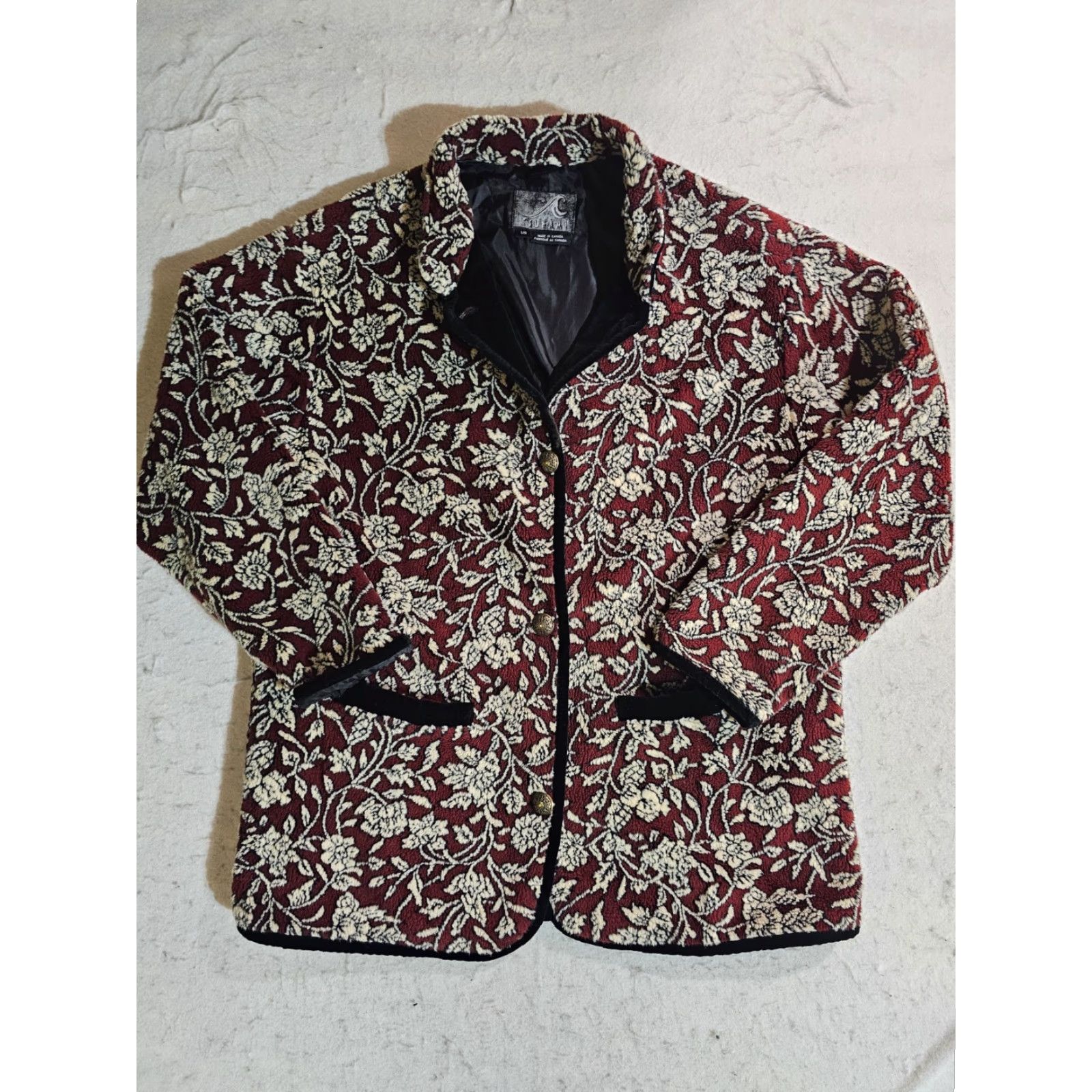 Vintage VINTAGE Tsunami Red Floral Design Fleece Jacket Womens Size Large Cardigan Mock Neck Long Sleeve Size L / US 10 / IT 46 - 2 Thumbnail