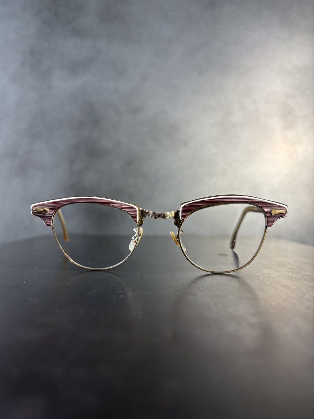 Vintage 1950s Glasses Frame Vintage Eyeglasses Horn Rim GF Gold Fill Size ONE SIZE - 16 Thumbnail