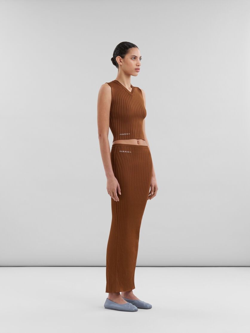 Marni o1f1d3z0825 Ribbed Viscose Vest in Brown Size S / US 4 / IT 40 - 4 Thumbnail