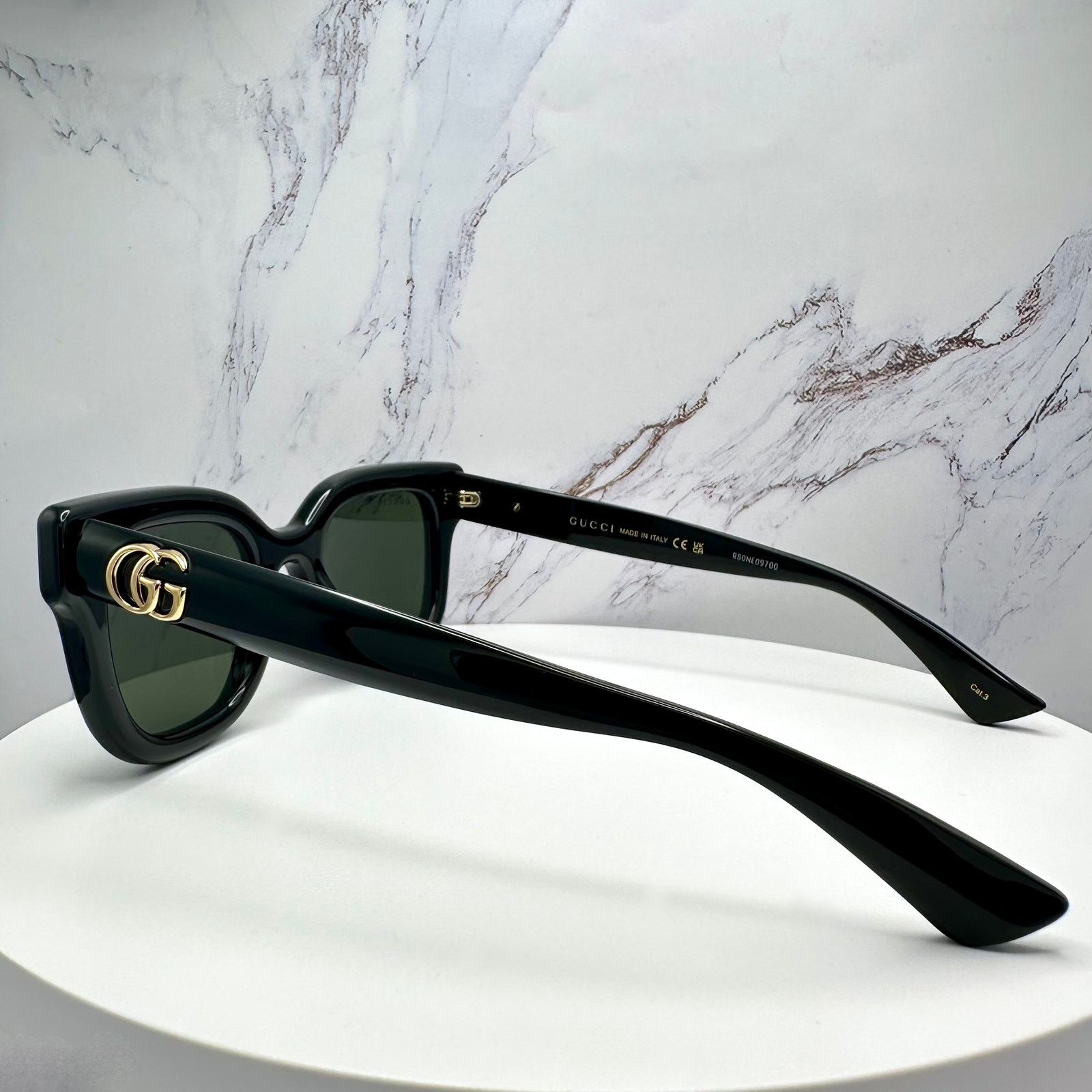 Gucci New GUCCI Sunglasses Black & Gold GG Logo Square Round Size ONE SIZE - 19 Thumbnail