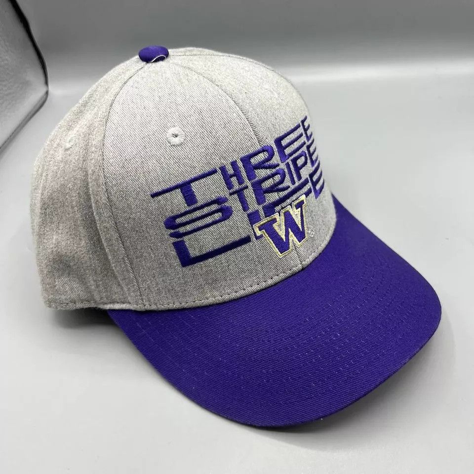 Adidas Washington Huskies Hat Men Gray Purple Adidas Snap Back Cap Size ONE SIZE - 3 Thumbnail