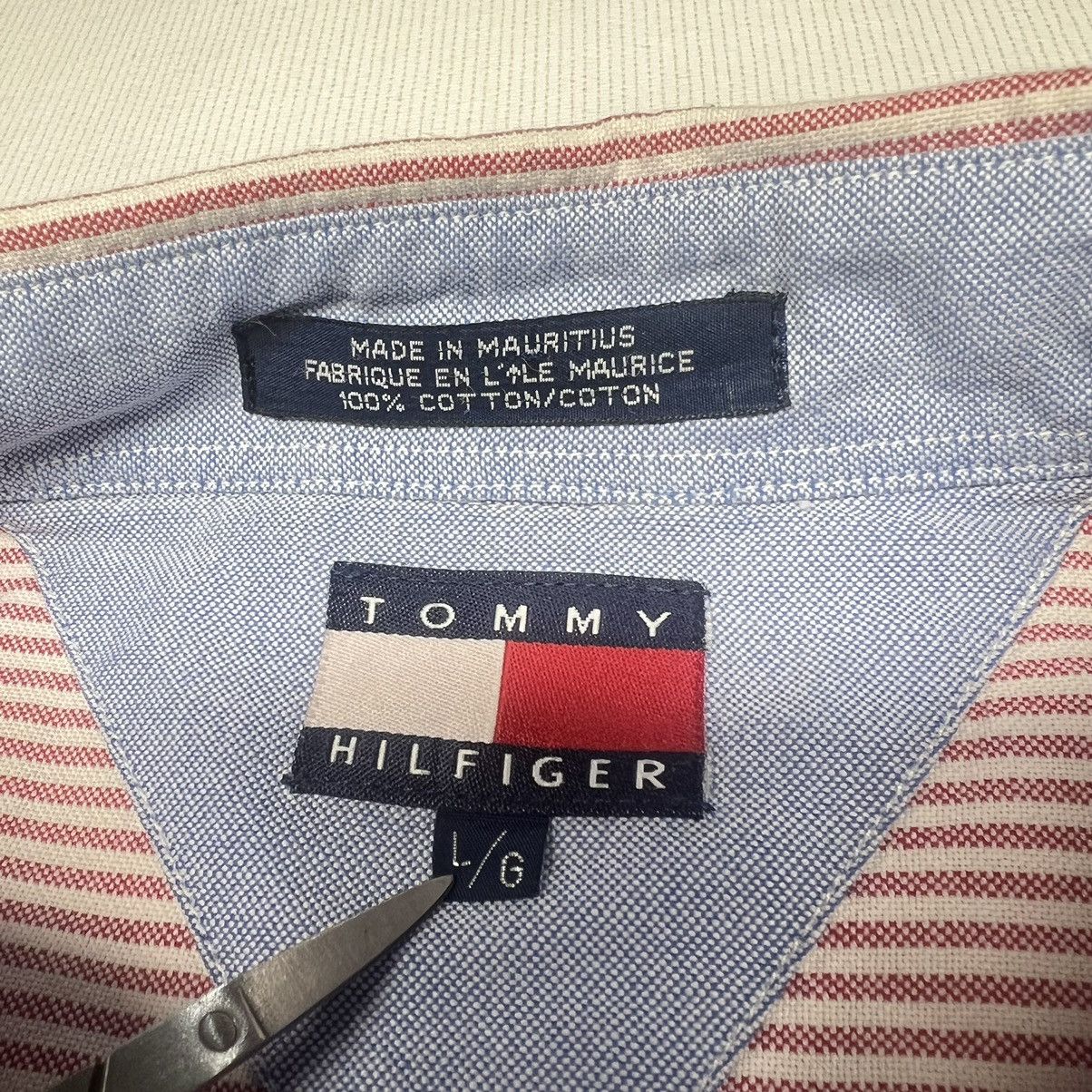 Tommy Hilfiger × Vintage VTG Tommy Hilfiger Button Down Shirt White Red Striped Size US L / EU 52-54 / 3 - 7 Thumbnail