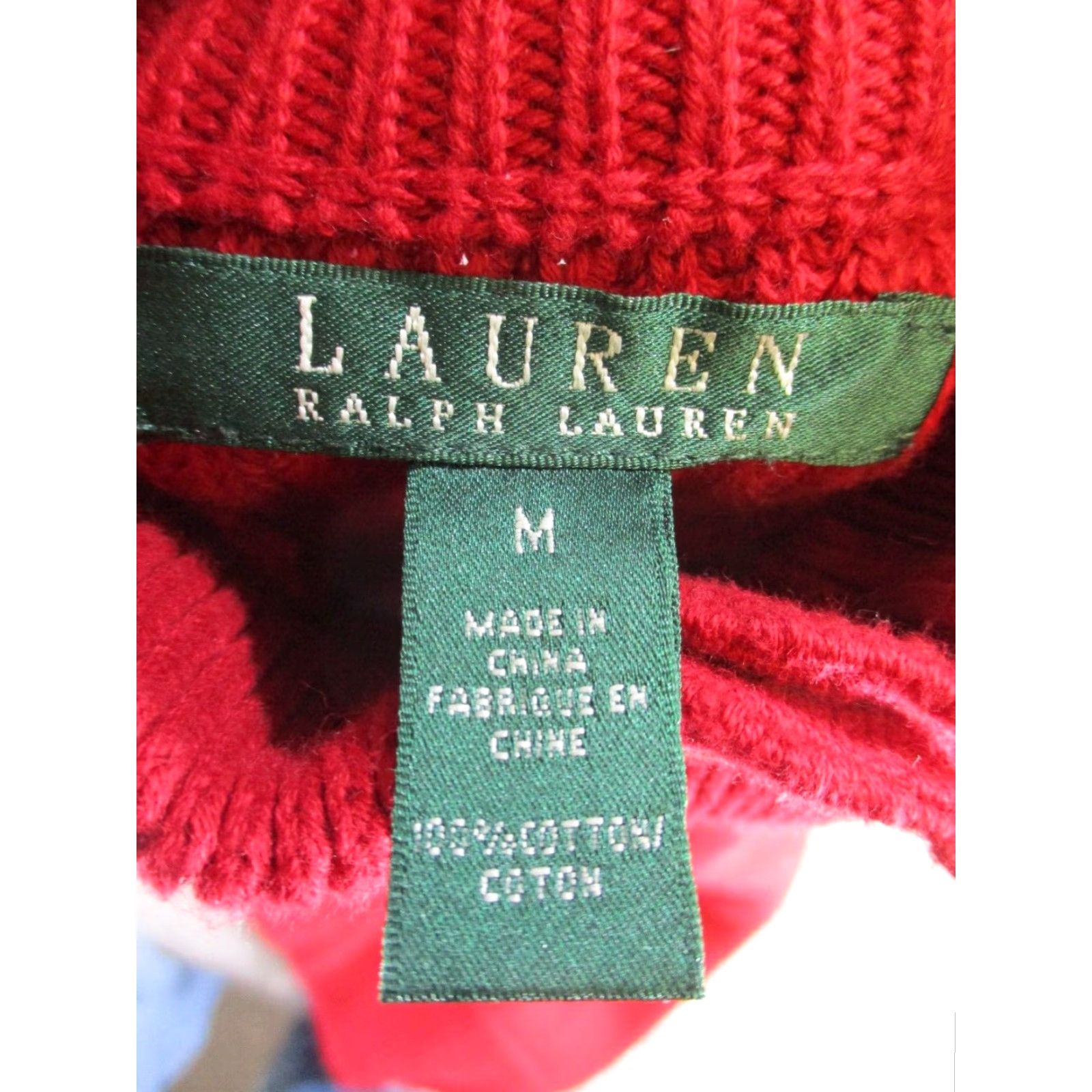 Ralph Lauren VINTAGE Lauren Ralph Lauren Sweater Mens Medium Red Cotton Pullover Long Sleeve Mock Neck Solid Size US M / EU 48-50 / 2 - 6 Thumbnail