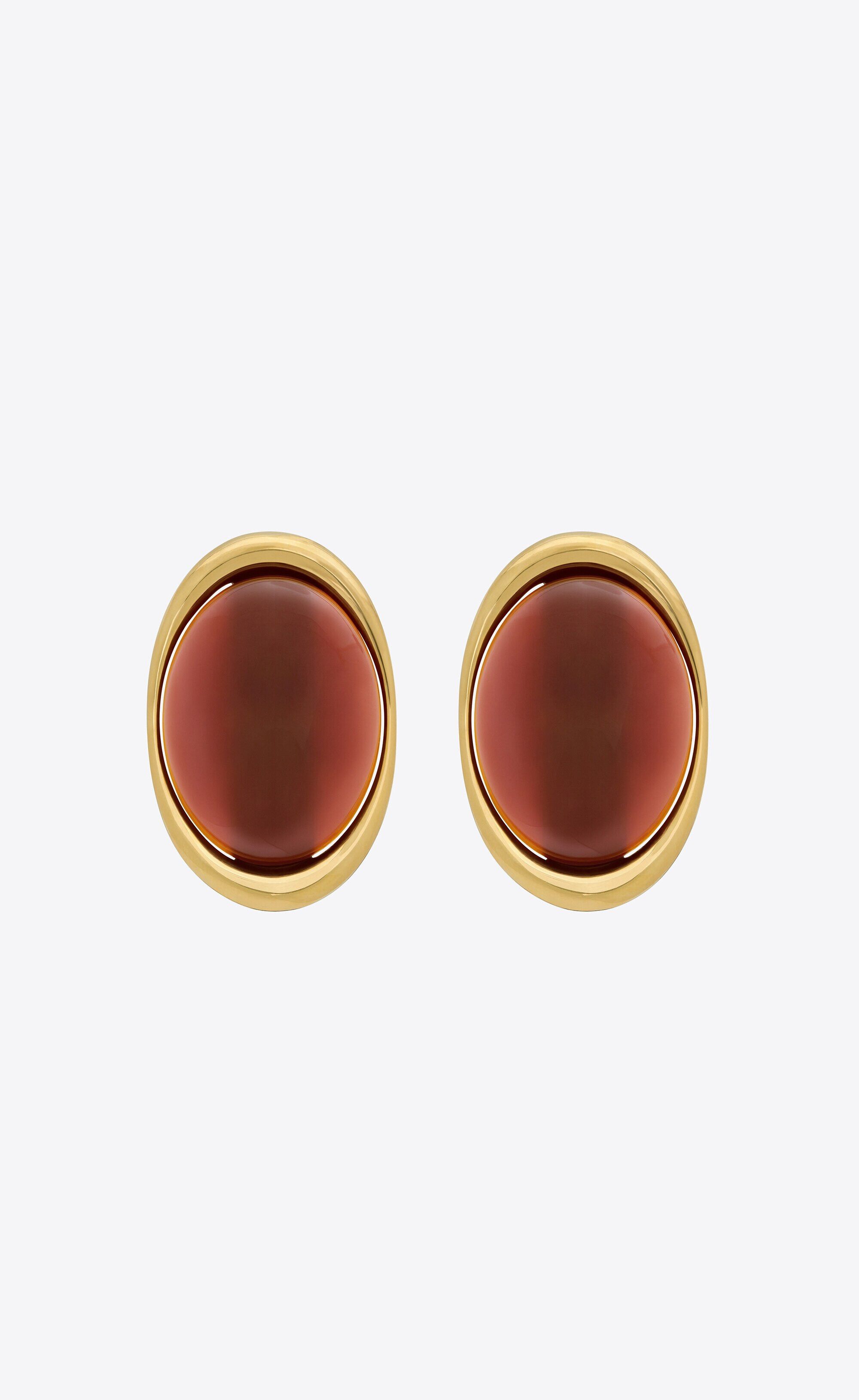 Saint Laurent Paris o1tp1o1224 Size: OS/Oval Cabochon Earrings in Golden Size ONE SIZE - 1 Preview