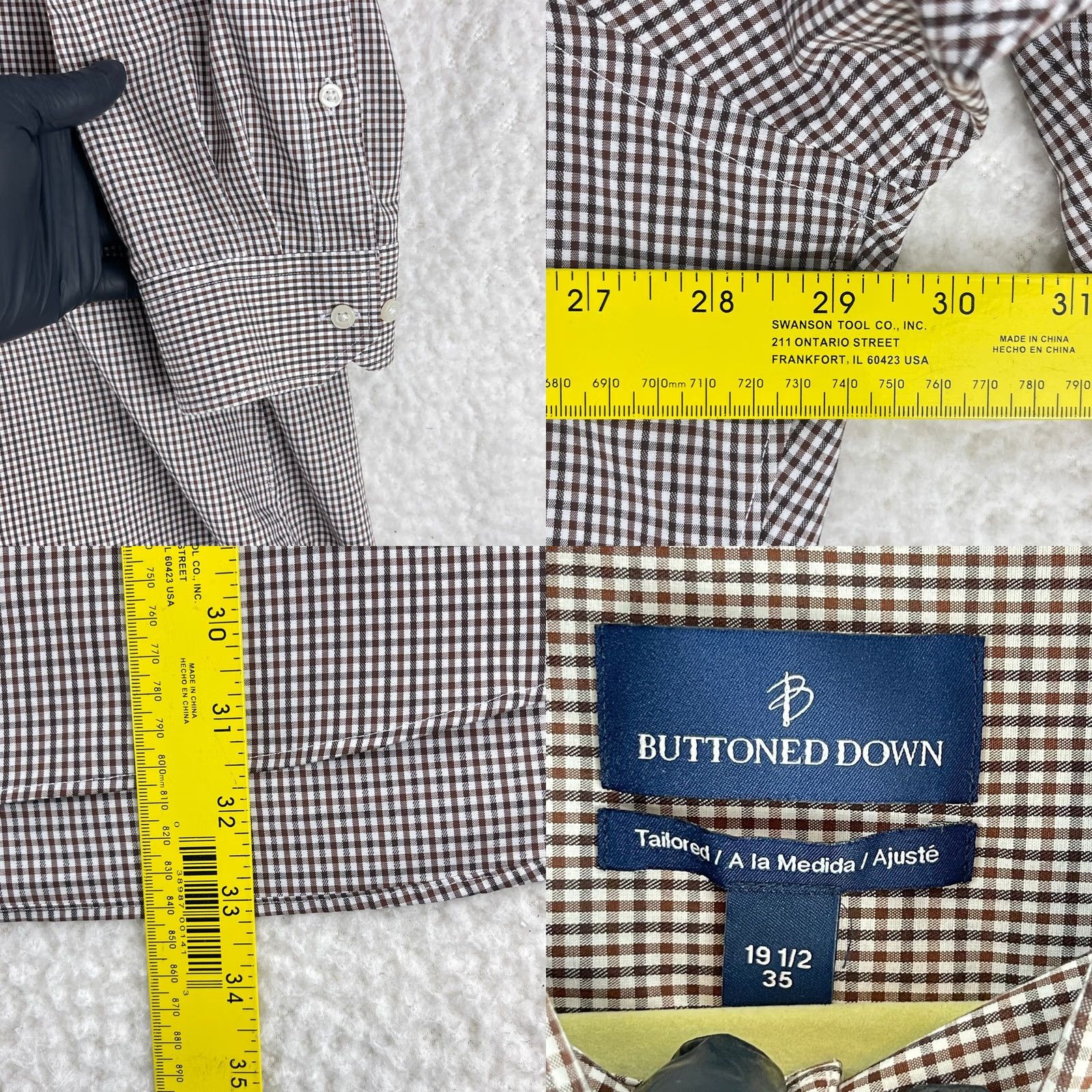 Vintage Buttoned Down Brown Plaid Tailored Button-Down Dress Shirt Mens 3XL Size 48R - 8 Thumbnail
